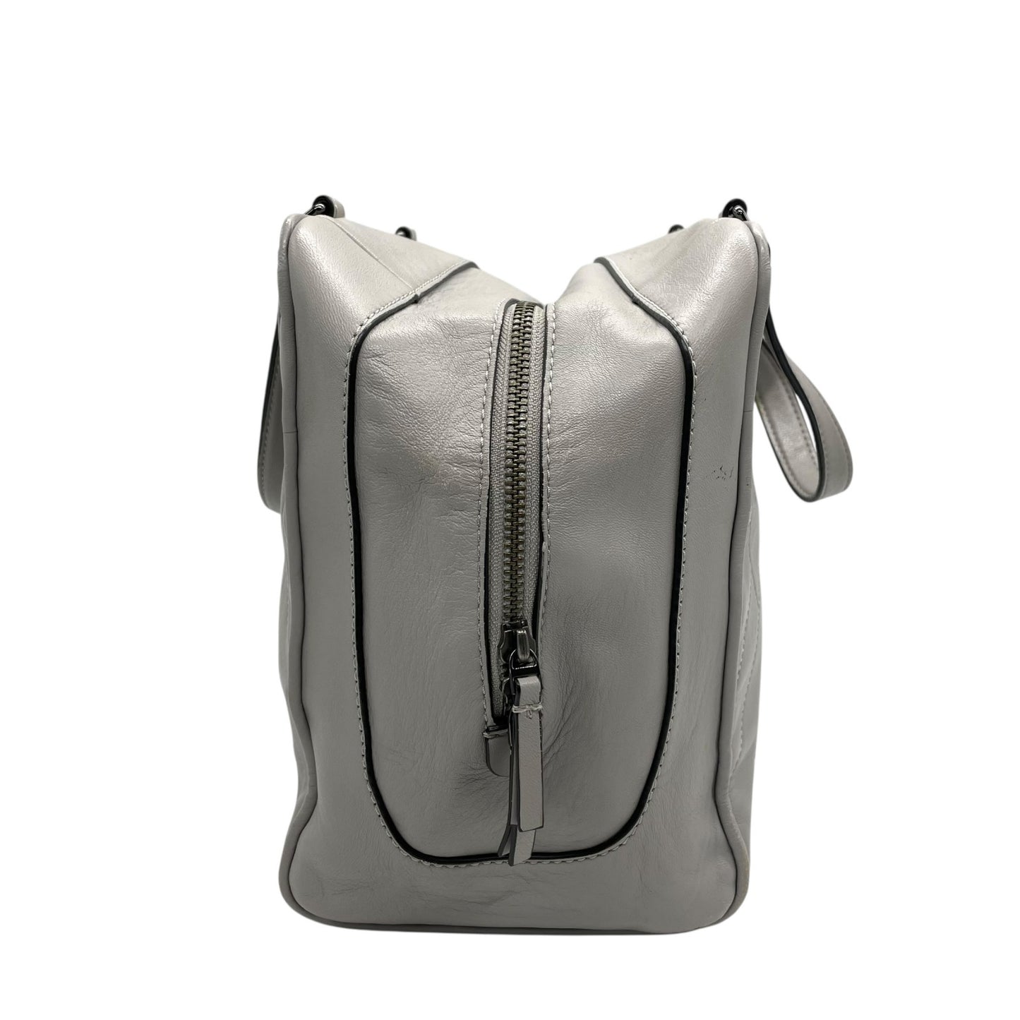 トリーバーチ TORY BURCH 2WAY ハンドバッグ ショルダーバッグ グレー レザー ブラック金具 スクエア型 ロゴ 斜め掛け可 ファスナー開閉 レディース U11