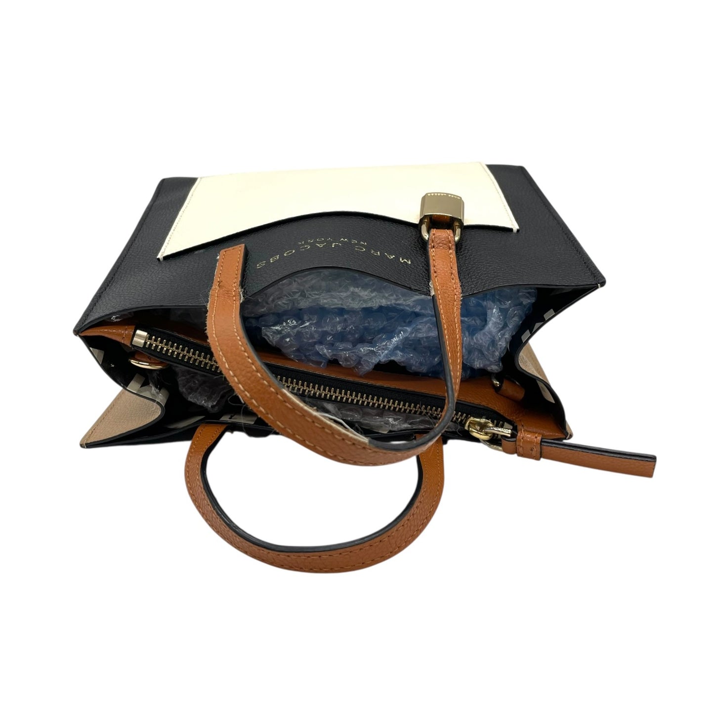 マークジェイコブス MARC JACOBS THE MINI GRIND BAG 2WAY ハンドバッグ ショルダーバッグ 黒 ブラック 白 アイボリー ベージュ レザー ゴールド金具 手提げ 斜め掛け可 ロゴ パドロック グラインド レディース S21