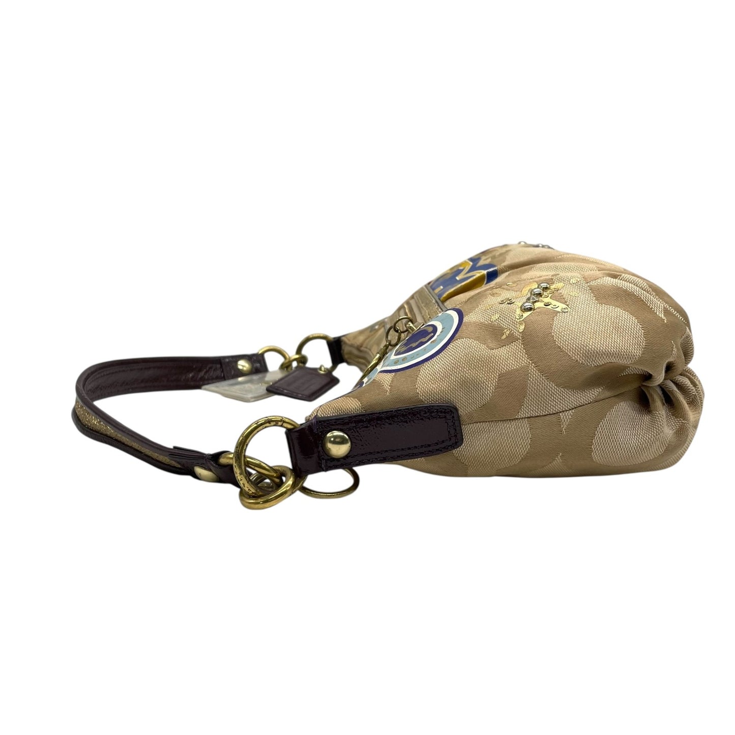 コーチ COACH 2WAY ハンドバッグ ショルダーバッグ ポピー オプアート シグネチャー ベージュ マルチカラー キャンバス ゴールド金具 ロゴチャーム付き 手提げ 斜め掛け可 レディース T1