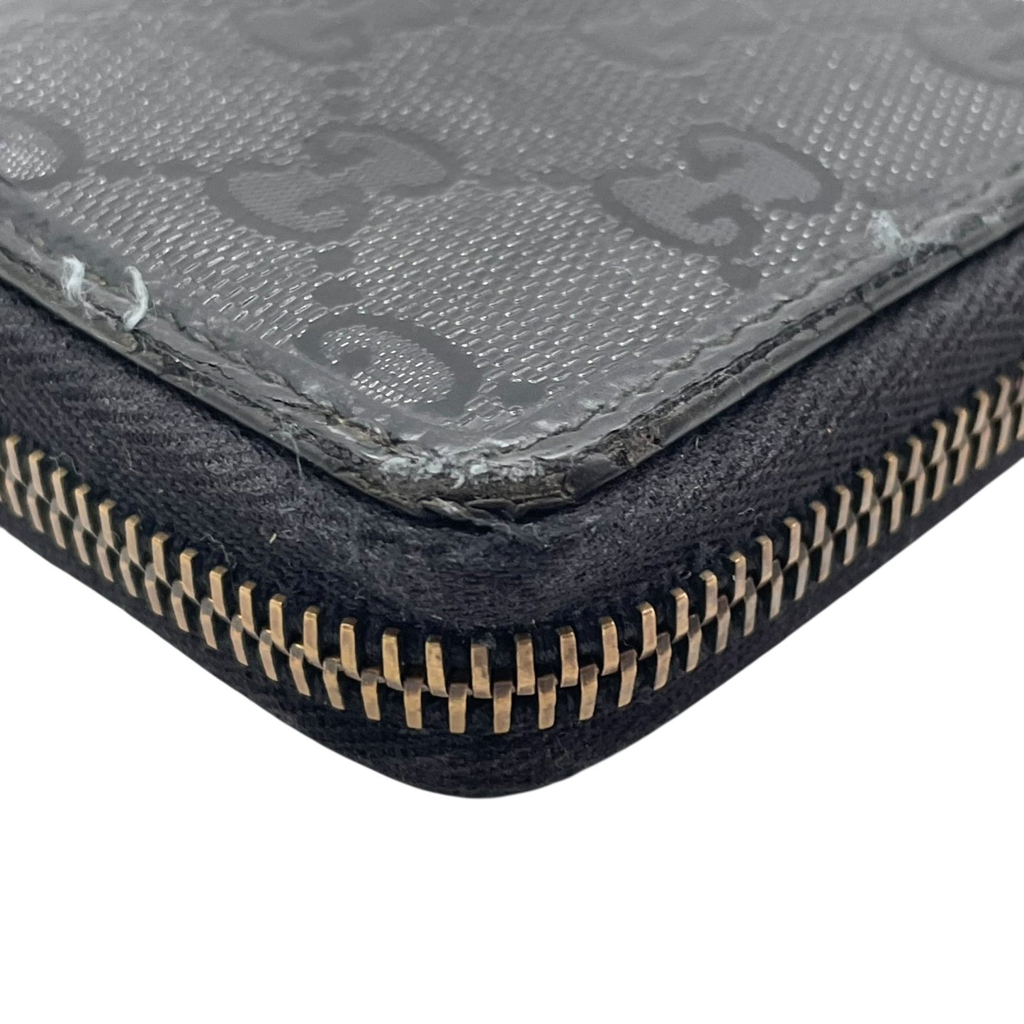 GUCCI グッチ GGインプリメ ラウンドファスナー 長財布 307982 黒 ブラック PVC レザー シルバー金具 メンズ レディース M4