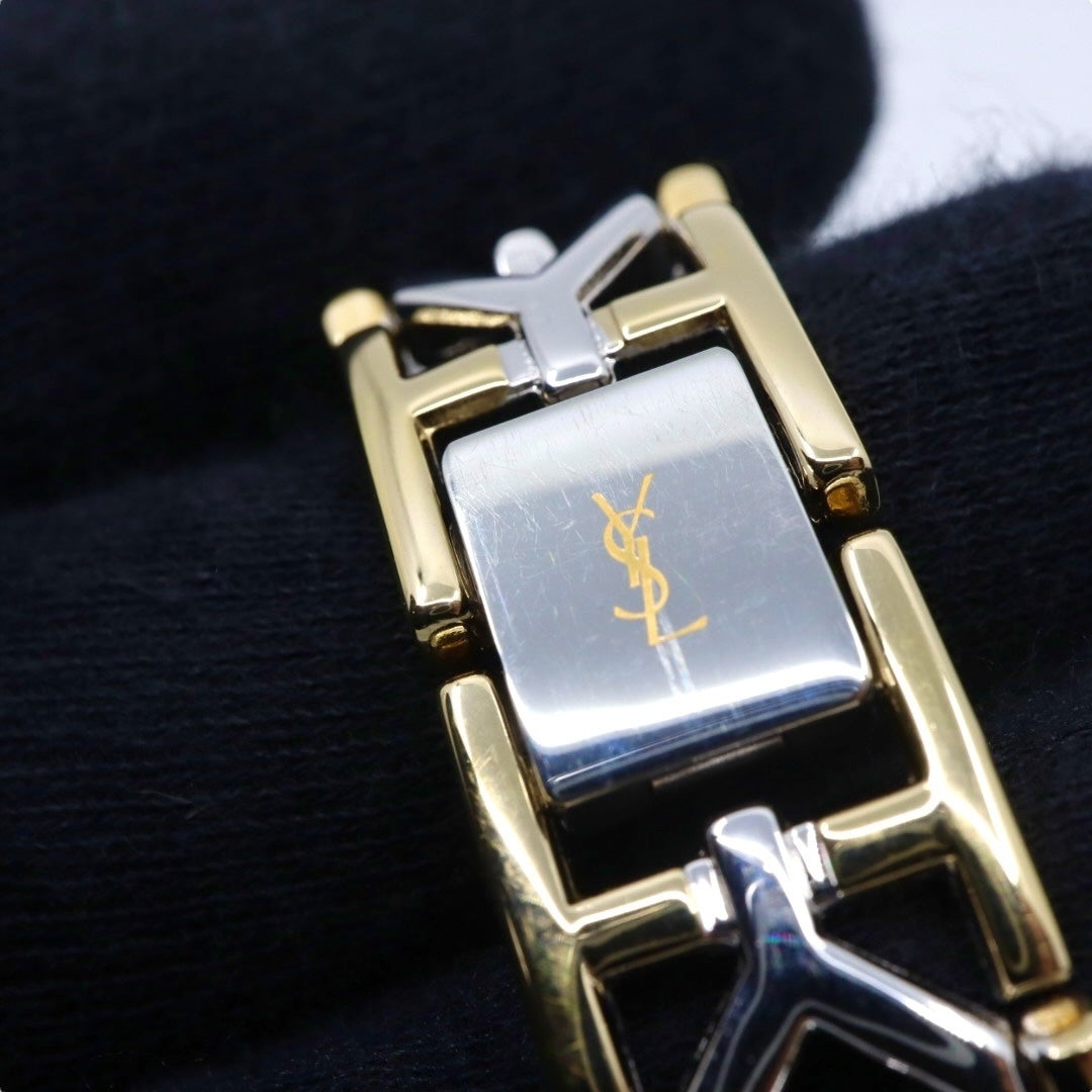 【新品同様/電池交換済】イヴサンローラン YSL 腕時計 4620-E62143 レディース クオーツ アナログ オクタゴン 八角形 ゴールド文字盤 コンビブレス ヴィンテージ クラシック エレガント ドレスウォッチ クリーニング済 G2