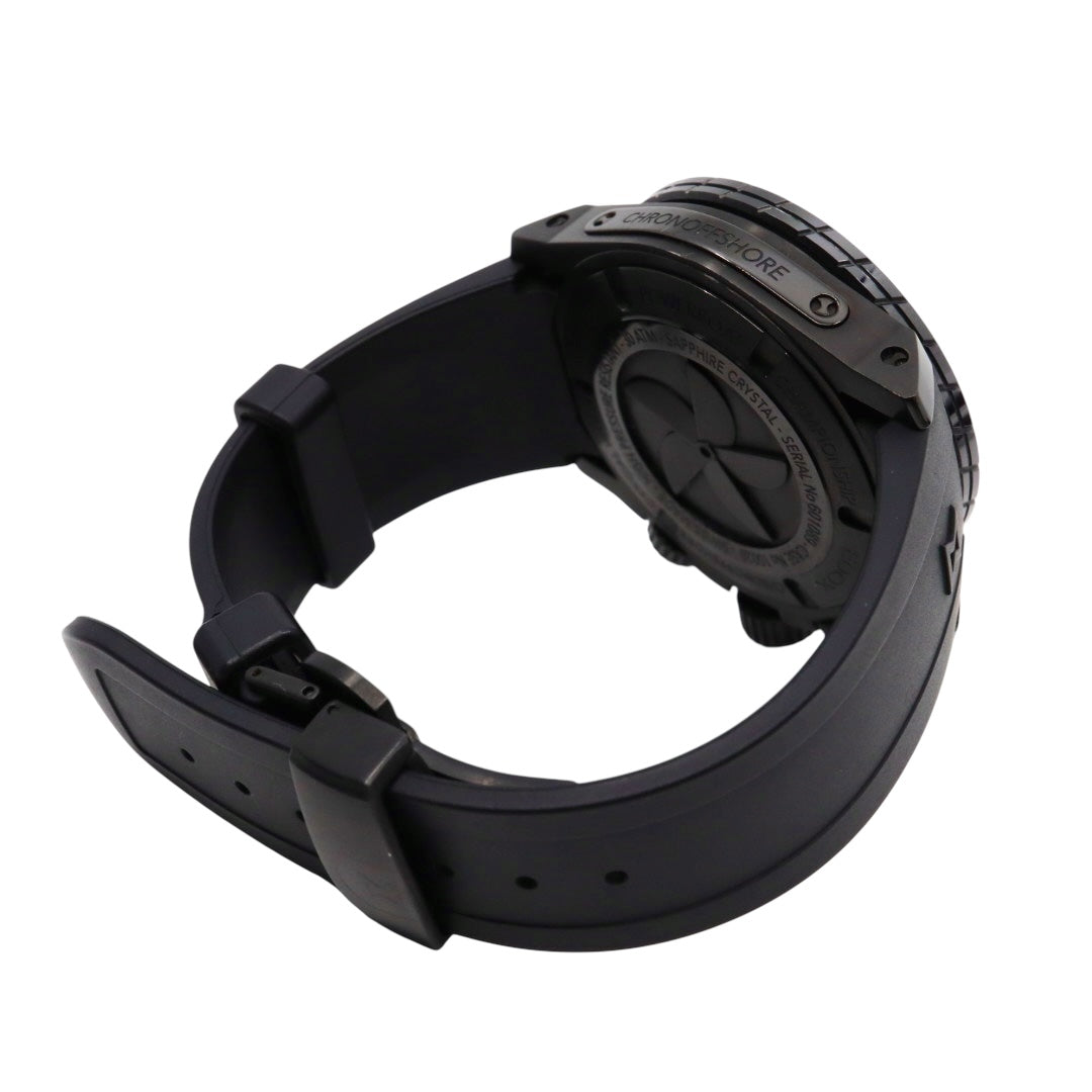 【新品同様/稼働品】エドックス EDOX クロノオフショア1 10020 メンズ腕時計 クオーツ クロノグラフ ビッグデイト カーボンダイヤル ブラック 300m防水 ダイバーズウォッチ パワーボート スイス製 スポーティ エレガント G7