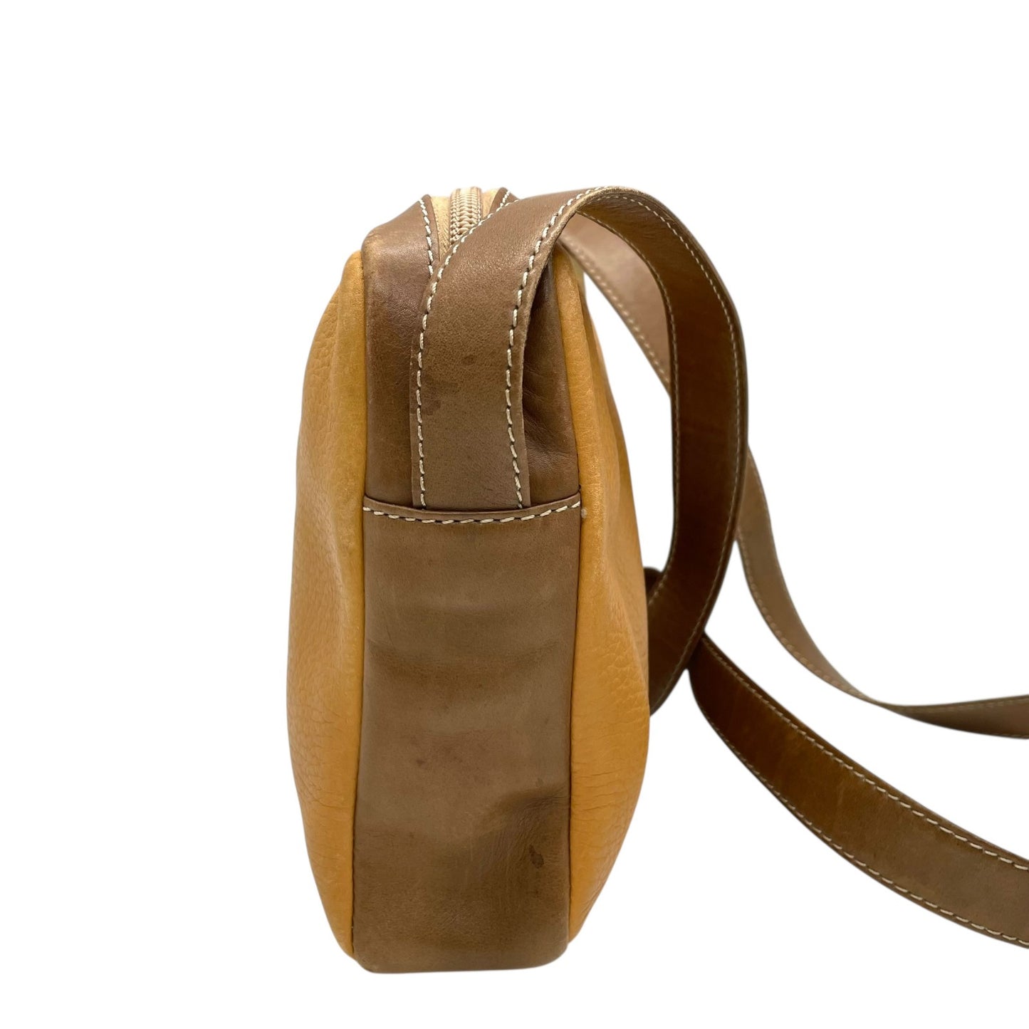 LOEWE ロエベ ショルダーバッグ 茶 ブラウン キャメル レザー ゴールド金具 アナグラム 斜め掛け可 レディース ヴィンテージ K10