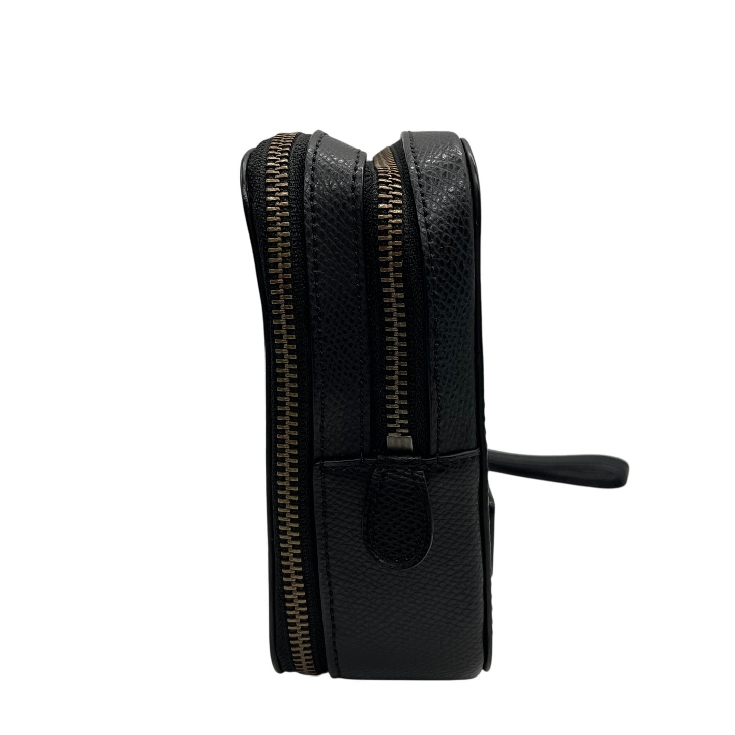 COACH コーチ クラッチバッグ セカンドバッグ F93555 黒 ブラック レザー ブラック金具 ロゴ型押し ストラップ付 メンズ U2