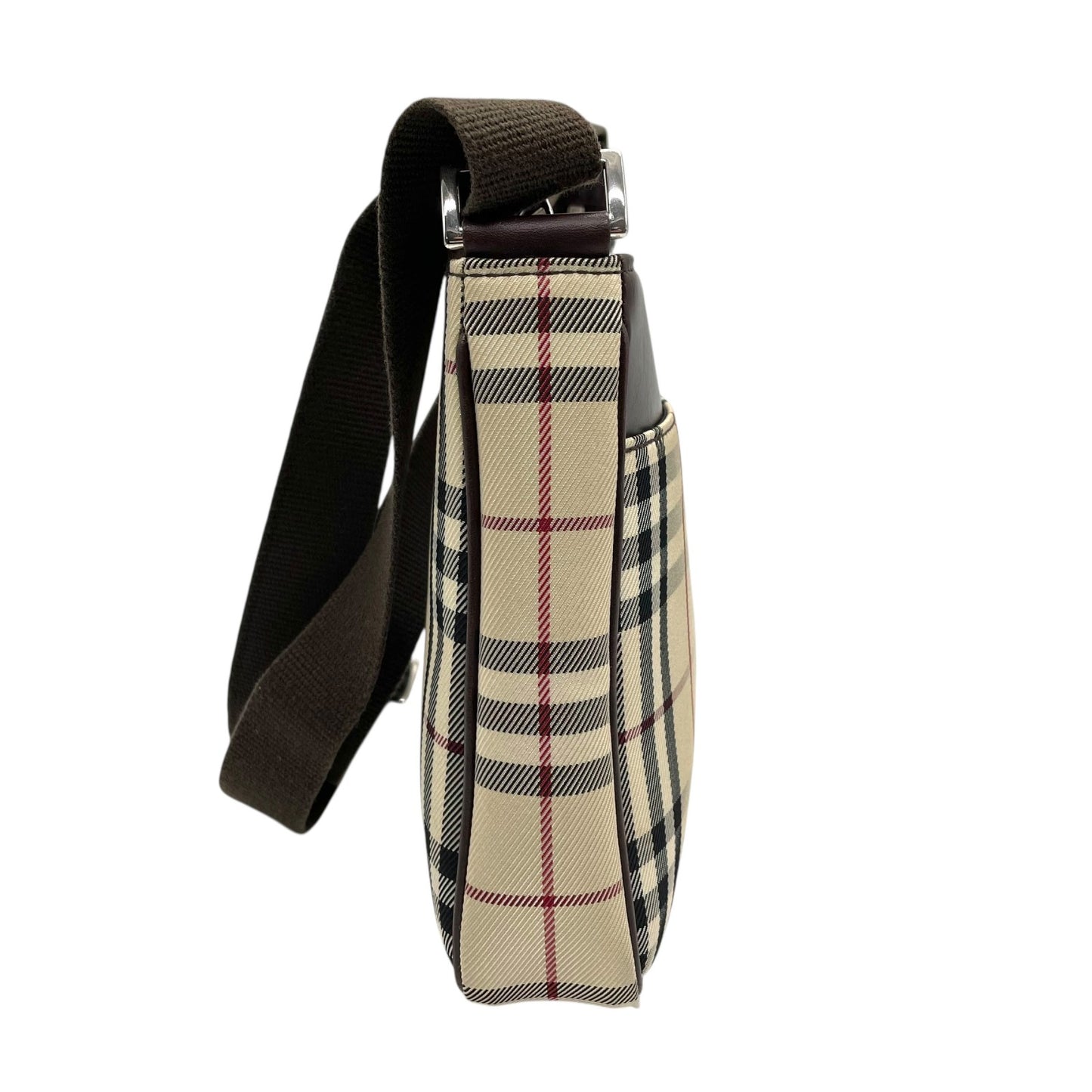 美品 バーバリー BURBERRY ショルダーバッグ ノバチェック ベージュ 茶色 ブラウン キャンバス レザー K3