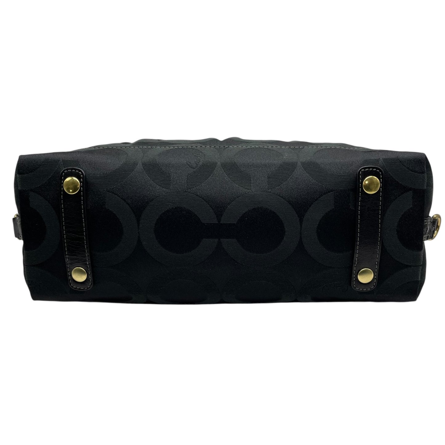 コーチ COACH 2WAY ハンドバッグ ボストンバッグ ショルダーバッグ 12947 シグネチャー 黒 ブラック ジャガード レザー 金金具 ゴールド金具 チャーム付き E5