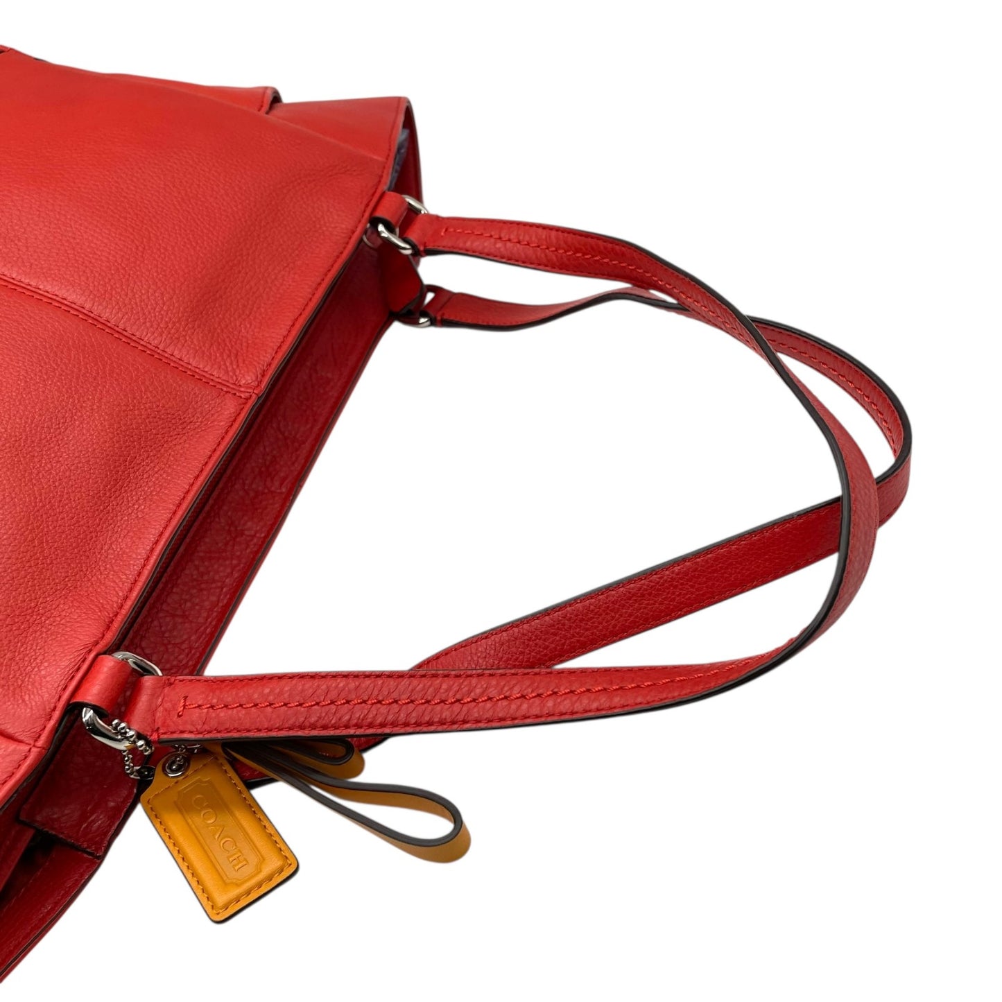 コーチ COACH トートバッグ ペブルドレザー F23284 赤 レッド 黄色 イエロー チャーム付き A4対応 通勤 通学 S24