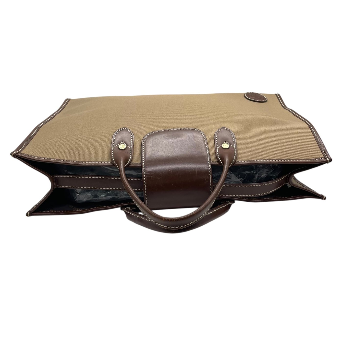 ハンティングワールド HUNTING WORLD トートバッグ ブリーフケース キャンバス レザー A4収納可能 ベージュ 茶色 ブラウン T8