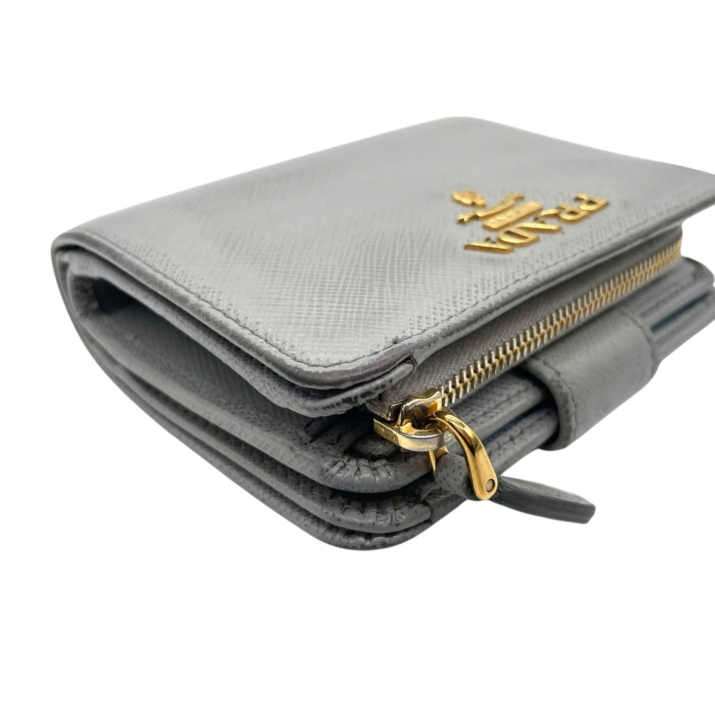 プラダ PRADA 財布 二つ折り財布 サフィアーノ メタル シルバー 金金具 ゴールド金具 レザー コンパクトウォレット ミニ財布 W4