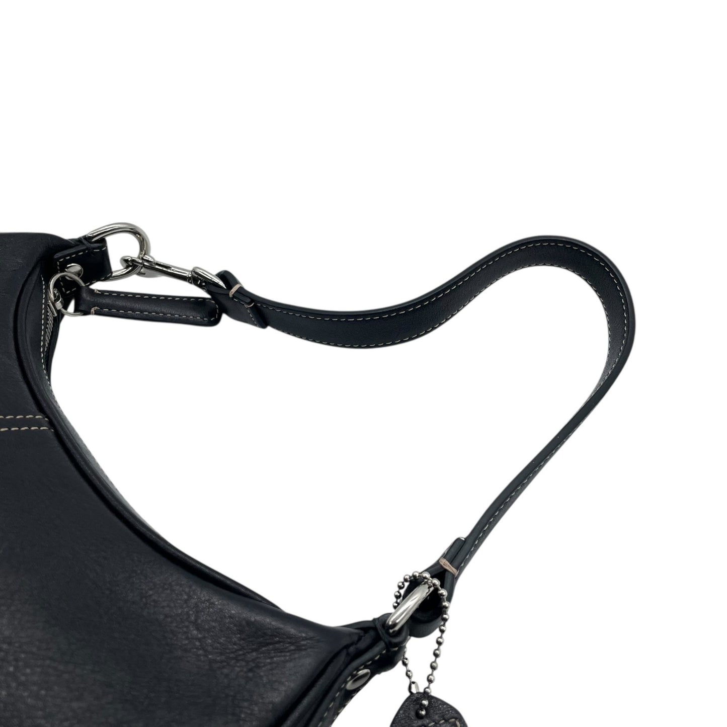 コーチ COACH レザー ワンショルダー バッグ 7593 ホーボー 黒 ブラック シルバー金具 ロゴチャーム付き シンプル 高級感 レディース U17