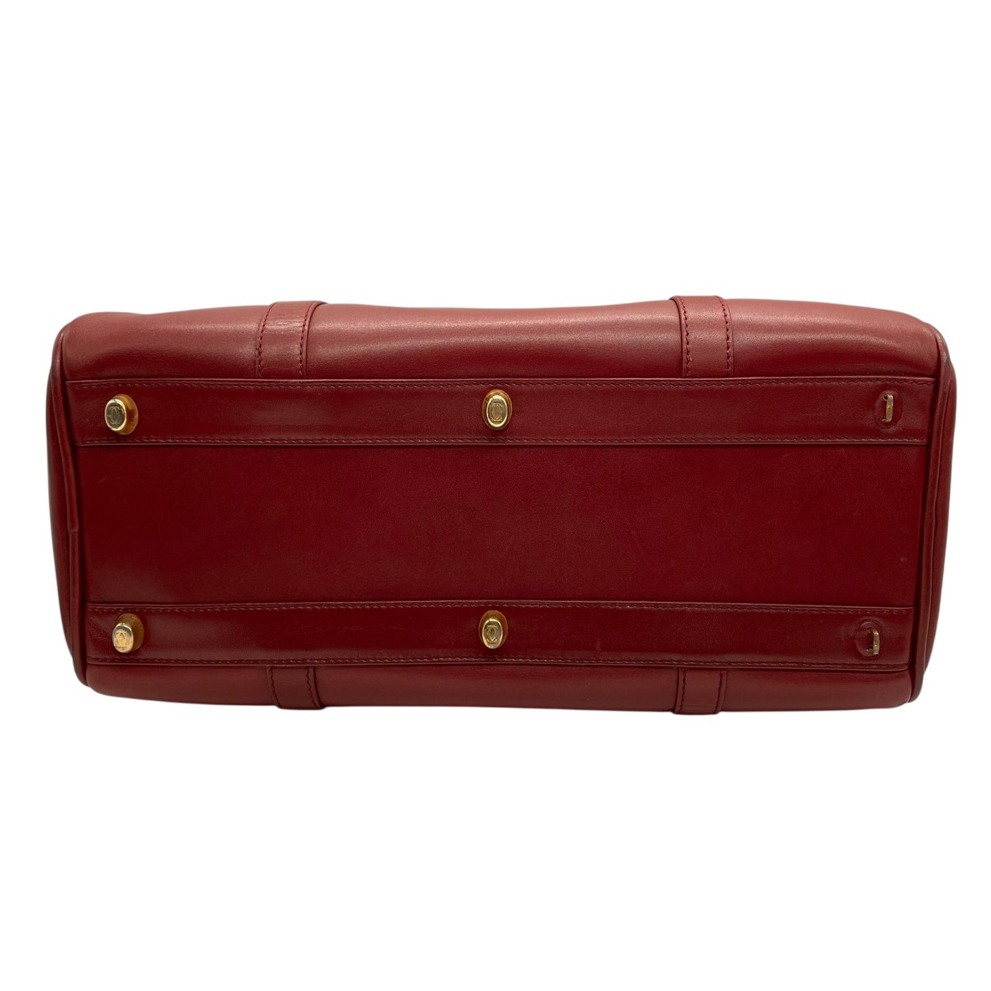 カルティエ Cartier マストライン ハンドバッグ ミニボストン ボルドー ワインレッド 赤 レザー ゴールド金具 2Cモチーフ 南京錠 レディース B