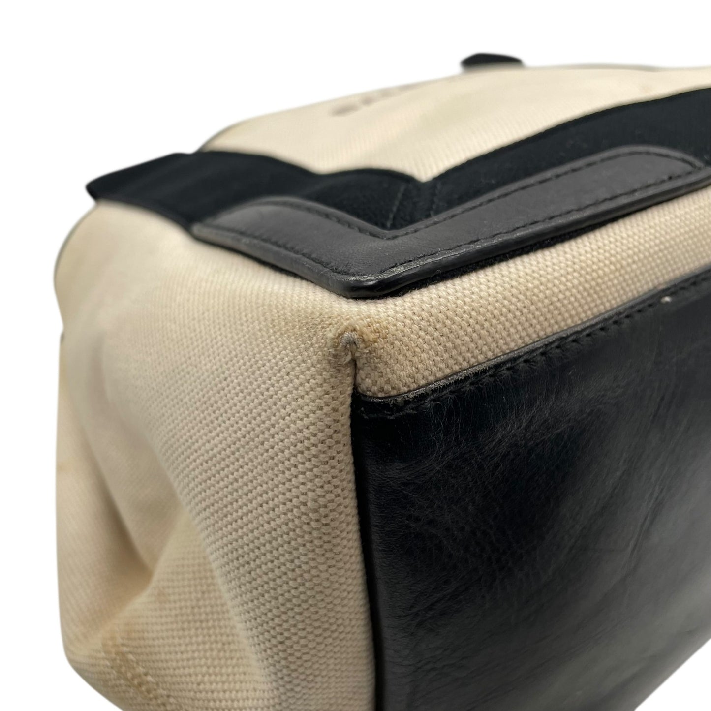 BALENCIAGA バレンシアガ カバ ハンドバッグ トートバッグ ホワイト ブラック キャンバス レザー ロゴ入り ポーチ付き レディース デザイン シンプル Z3