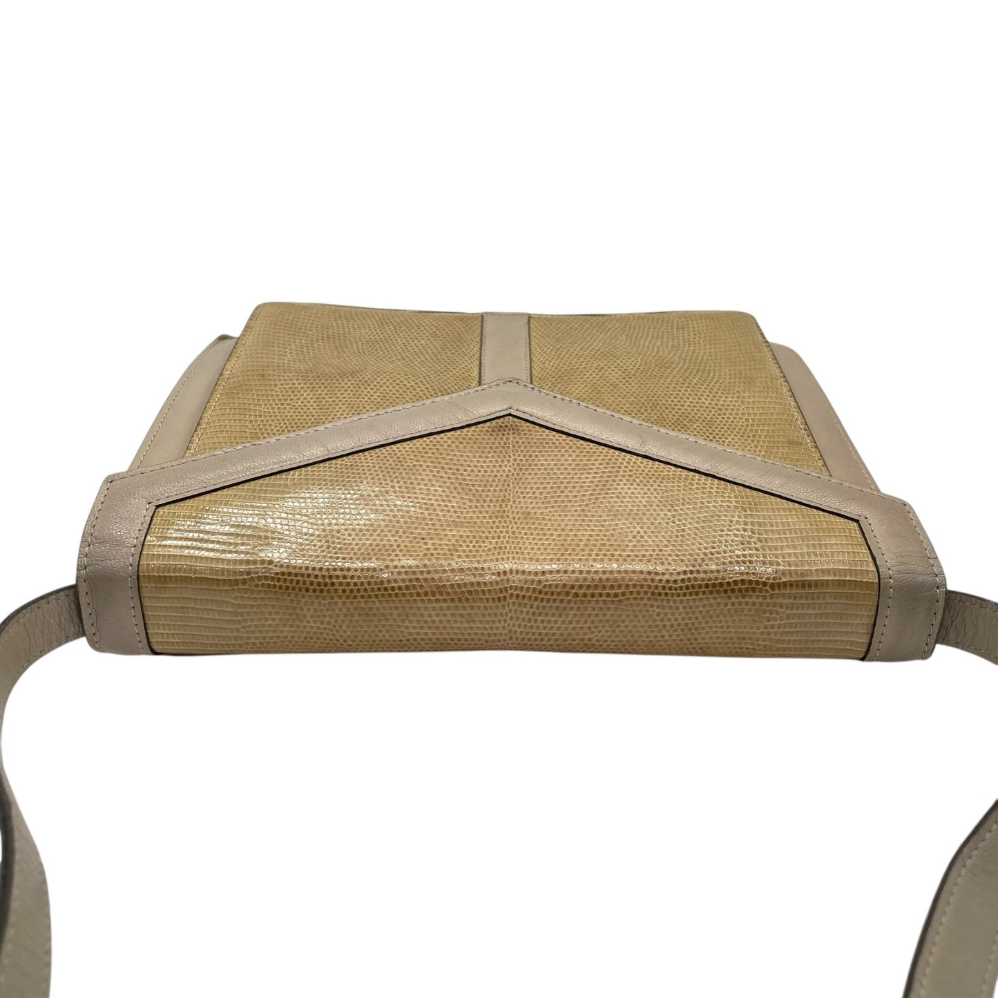 イヴサンローラン Yves Saint Laurent ショルダーバッグ ワンショルダー ベージュ グレージュ レザー ゴールド金具 フラップ開閉 肩掛け可 YSL ヴィンテージ レディース S81