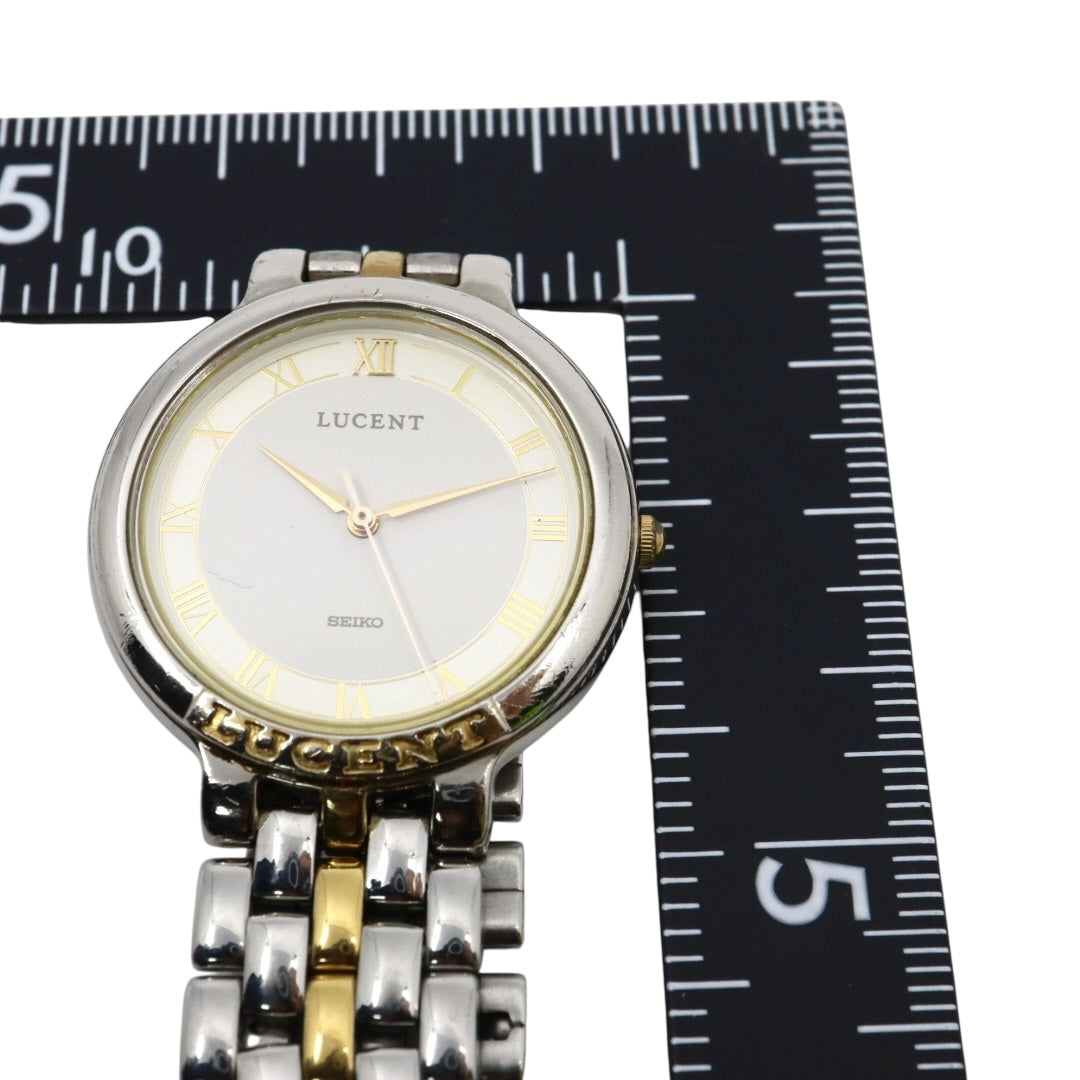 【電池交換済／稼働品】SEIKO セイコー ルーセント 腕時計 メンズ レディース ユニセックス クオーツ アナログ ローマンインデックス コンビカラー シルバー ゴールド ドレスウォッチ クラシックデザイン ビンテージ ファッション 7N01-614A G4