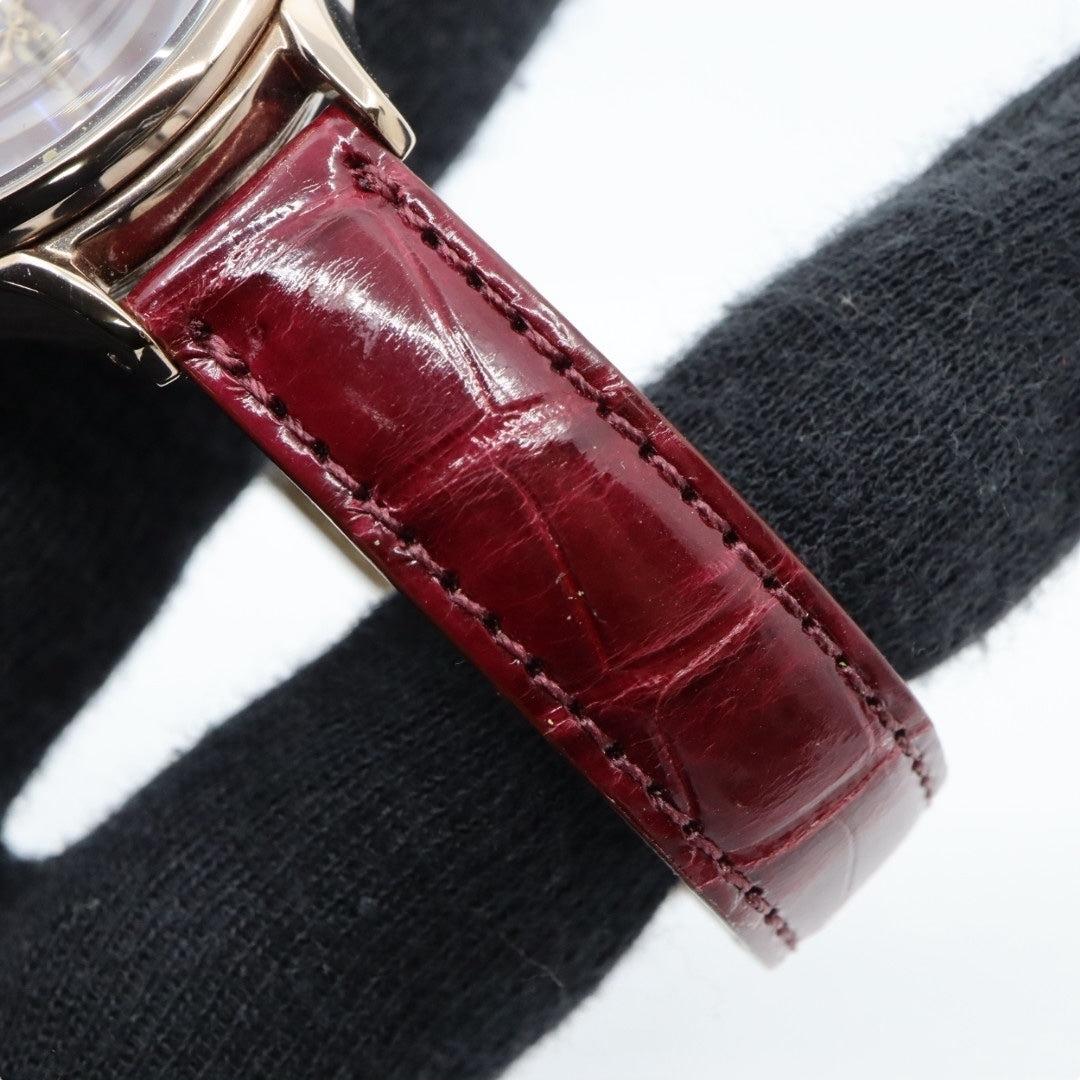 【美品】シチズン xC クロスシー 腕時計 エコドライブ電波時計 H246 チタン ローズゴールド レッド サンバースト レザーベルト レディース G4