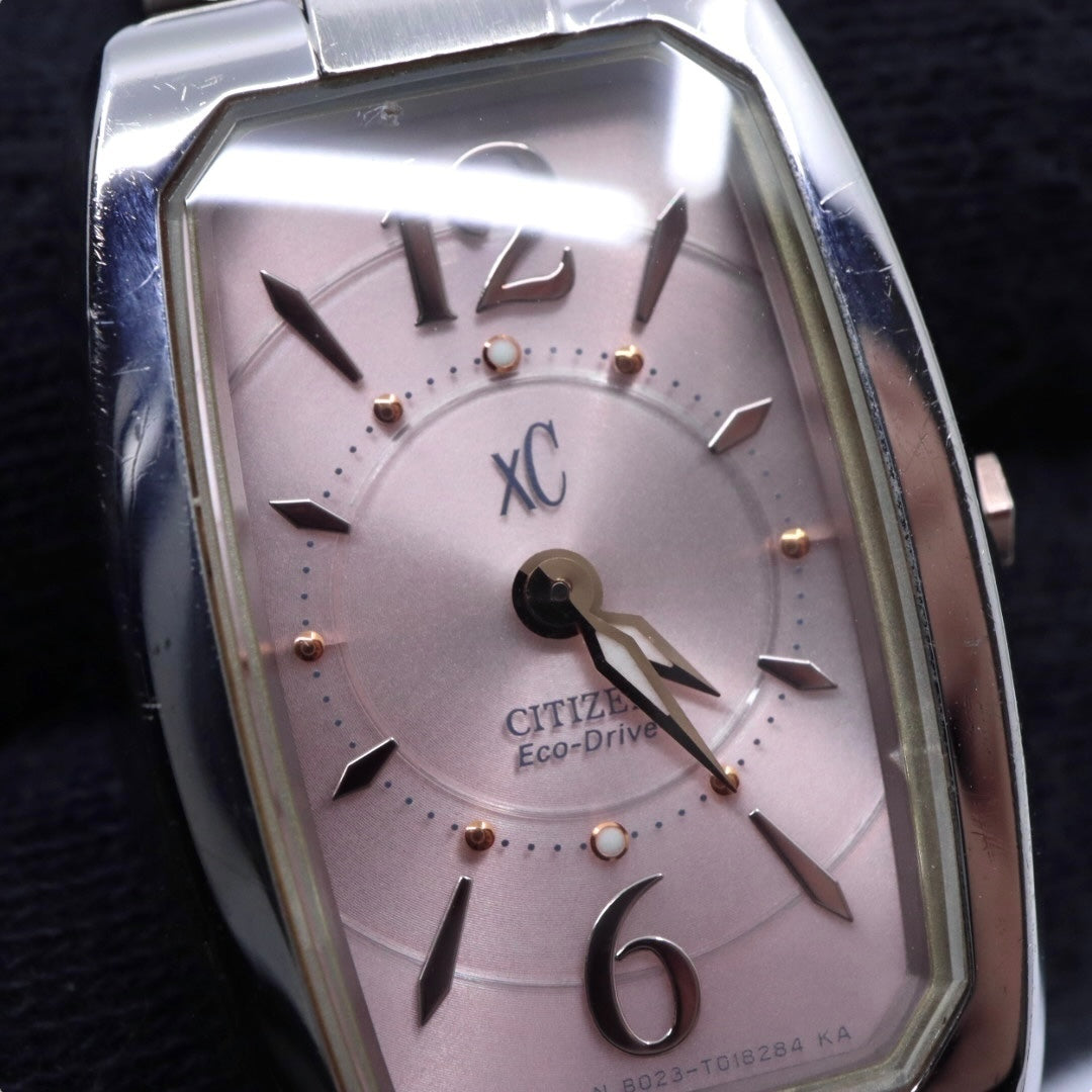 【美品】CITIZEN シチズン xC クロスシー エコドライブ ソーラー 腕時計 ピンク文字盤 ステンレススチール レディース ソーラー充電 電池交換不要 上品 エレガント 日本製 G8