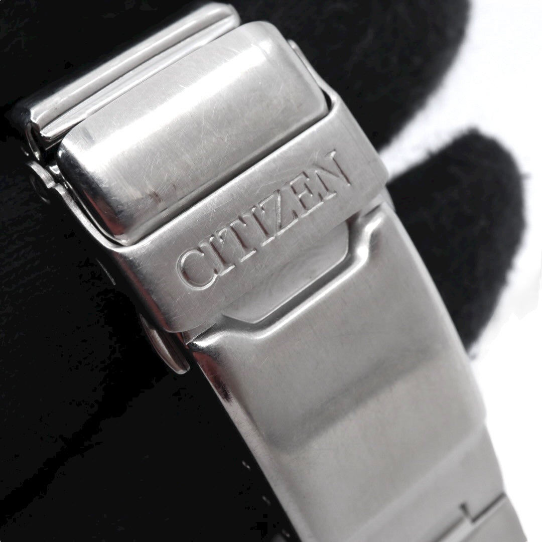 【美品/稼働品】シチズン チッタ Citta エコドライブ 腕時計 A160-H15696 メンズ ソーラー デイト ブラック文字盤 シルバー ステンレス ビジネス カジュアル シンプル ファッション ウォッチ G10 citizen