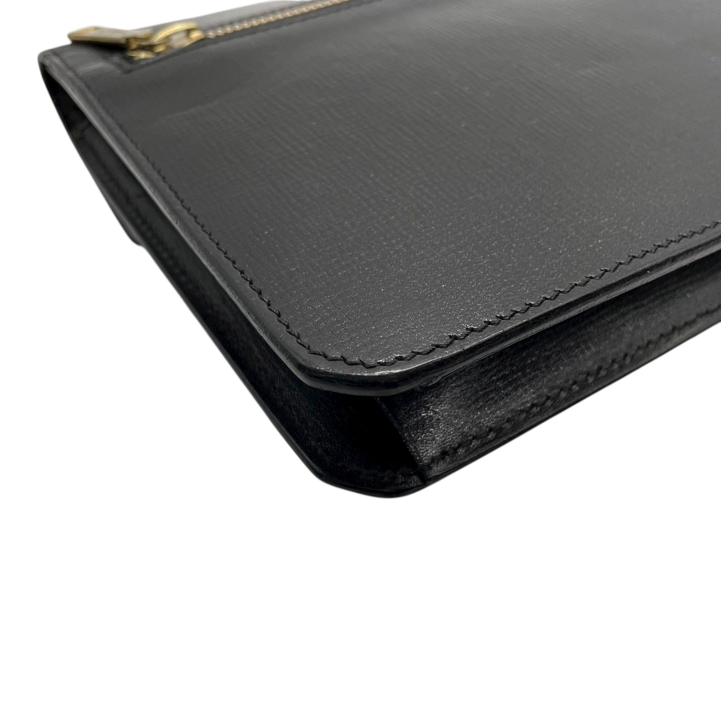 【美品】Valextra ヴァレクストラ クラッチバッグ セカンドバッグ レザー 黒 ブラック ゴールド金具 イタリア製 ヴィンテージ メンズ レディース K9