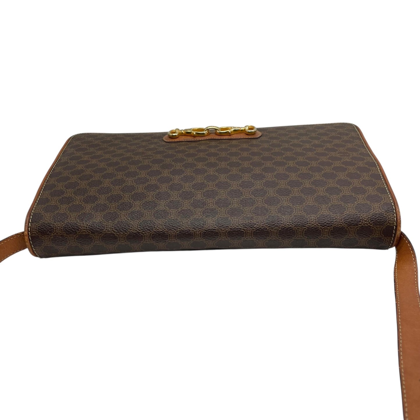 CELINE セリーヌ マカダム ショルダーバッグ ヴィンテージ オールドセリーヌ PVC レザー ゴールド金具 フラップデザイン 1980s 1990s クラシック クロスボディ k1