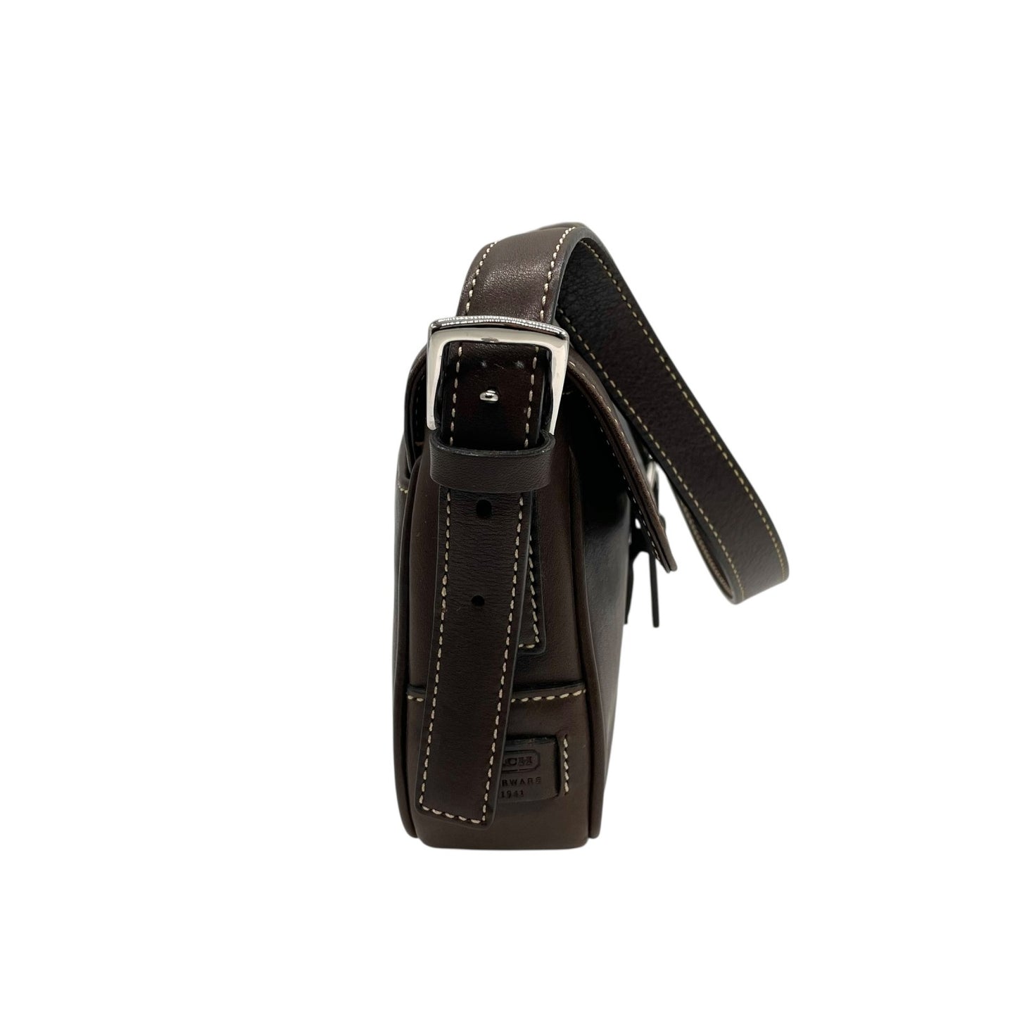 【美品】COACH コーチ 7784 ショルダーバッグ レザー ブラウン 茶色 バックルフラップ ステッチ ワンショルダー バッグ Y2K 00s vintage s91