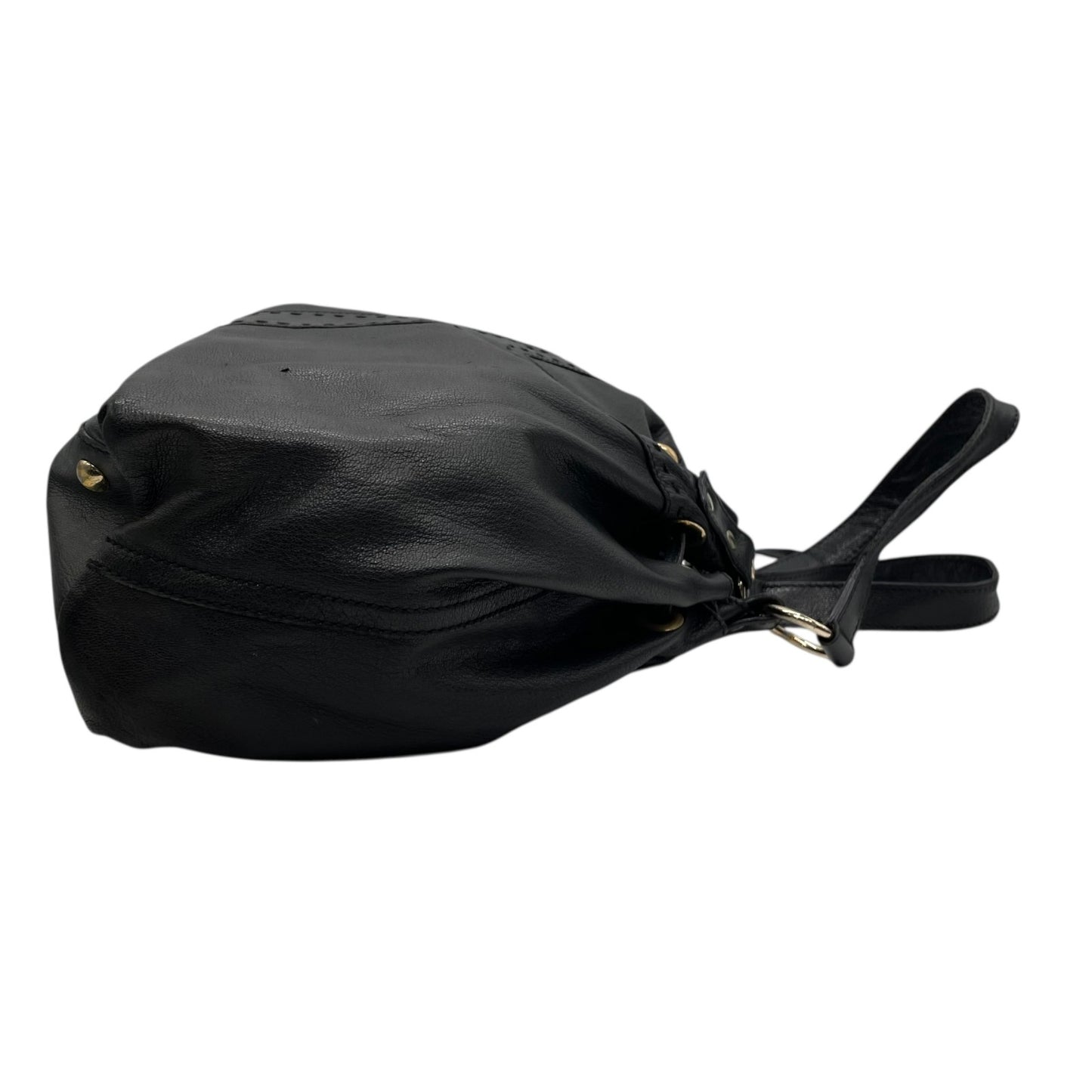 イヴ・サンローラン YVES SAINT LAURENT ネオ ダブル 巾着 レザー トートバッグ ブラック ゴールド金具 ヴィンテージ 肩掛け 収納力抜群 D7