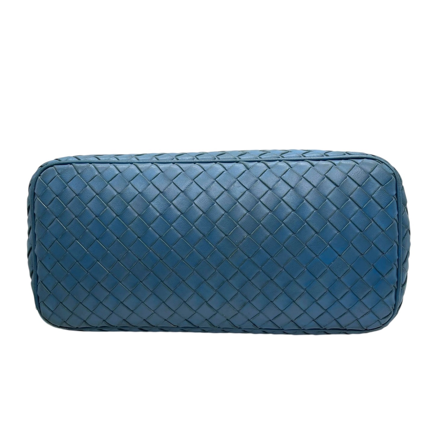 ボッテガヴェネタ イントレチャート ライトブルー レザー ハンドバッグ ショルダー ヴィンテージ 編み込み 革 旧ロゴ イタリア製 上品　k11