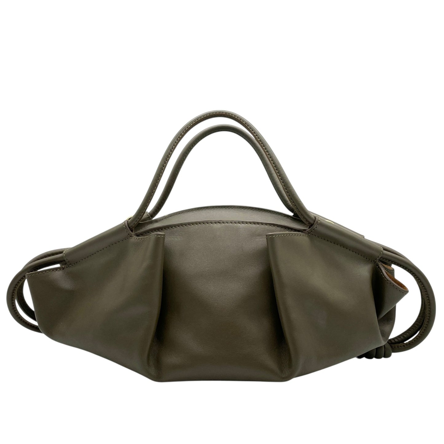 極 美品 未使用級 LOEWE ロエベ Paseo スモール レザー 2WAY ショルダーバッグ ハンドバッグ カーキ グリーンベージュ 上品 軽量