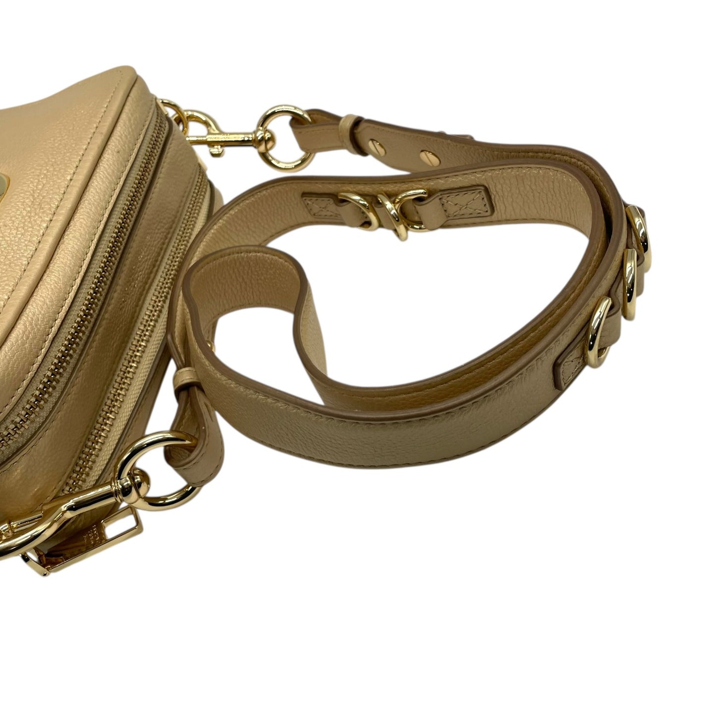 【未使用級】 極 美品 MARC JACOBS マークジェイコブス スナップショット カメラバッグ ベージュ レザー クロスボディ ショルダーバッグ ダブルJロゴ ゴールド金具 レディース K8