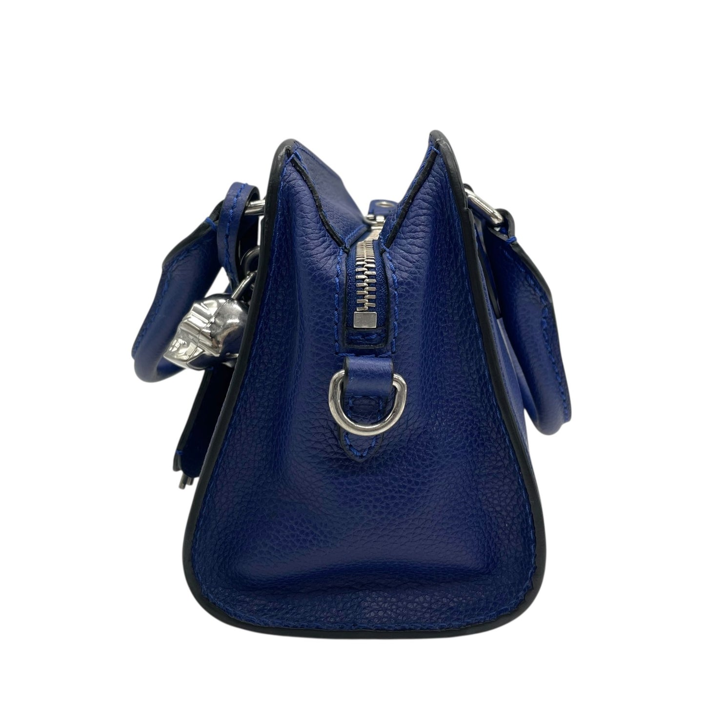 Authentic ALEXANDER McQUEEN 2WAY Handbag Shoulder Bag Skull Padlock Blue Leather Women's Crossbody