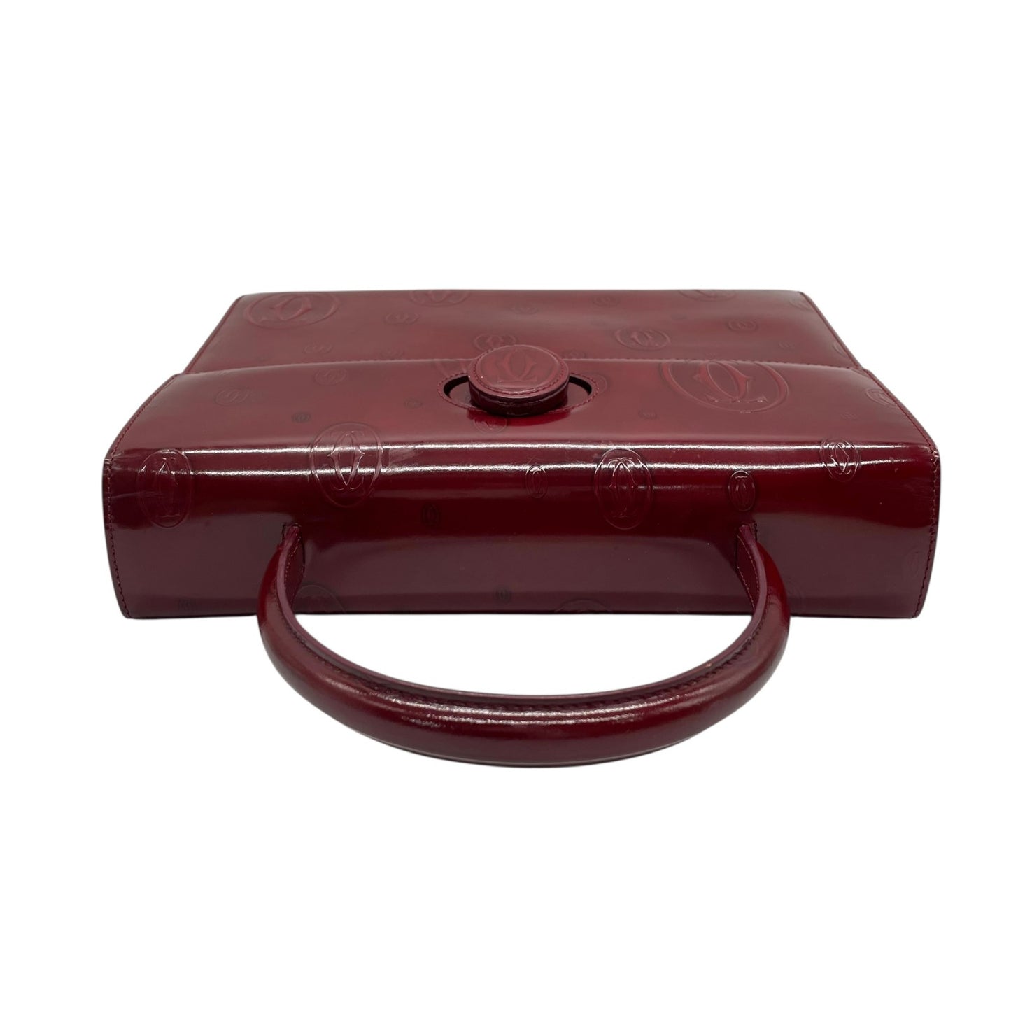 Authentic Cartier Happy Birthday Handbag Patent Leather Bordeaux Red Enamel Women's with Guarantee Card