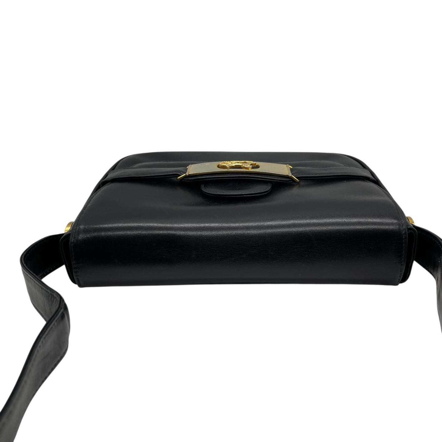 Authentic CELINE Shoulder Bag Black Leather Horse Carriage Gold Hardware Vintage Women's Crossbody