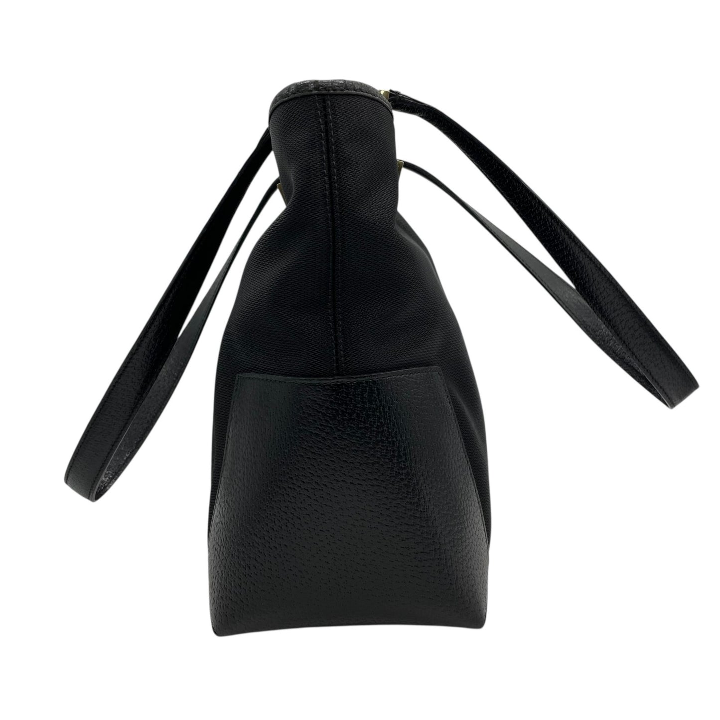 Authentic Salvatore Ferragamo DH-21 Tote Bag Canvas Leather Black Gold Hardware Women's Shoulder Bag