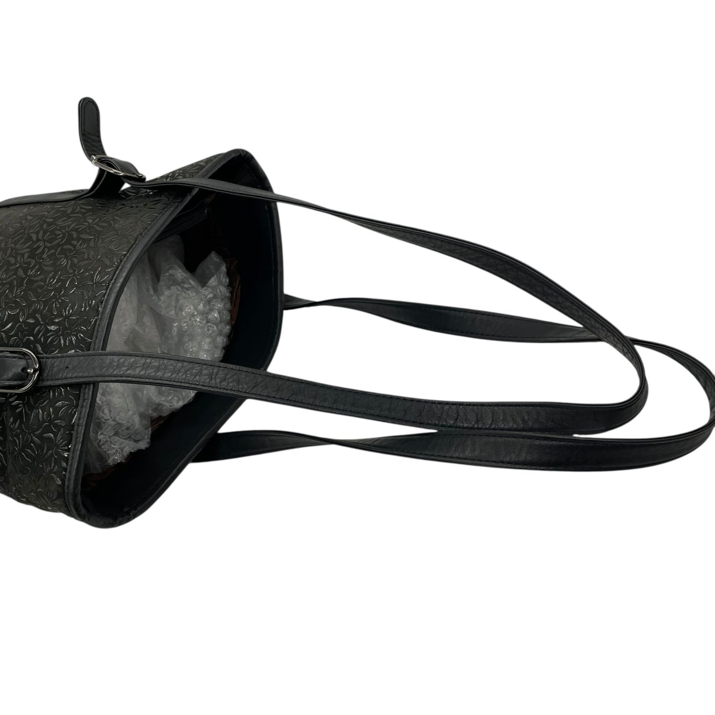 印傳屋 インデンヤ Inden トートバッグ 黒 ブラック レザー 鹿革 漆 ブラック金具 肩掛け可 レディース E11