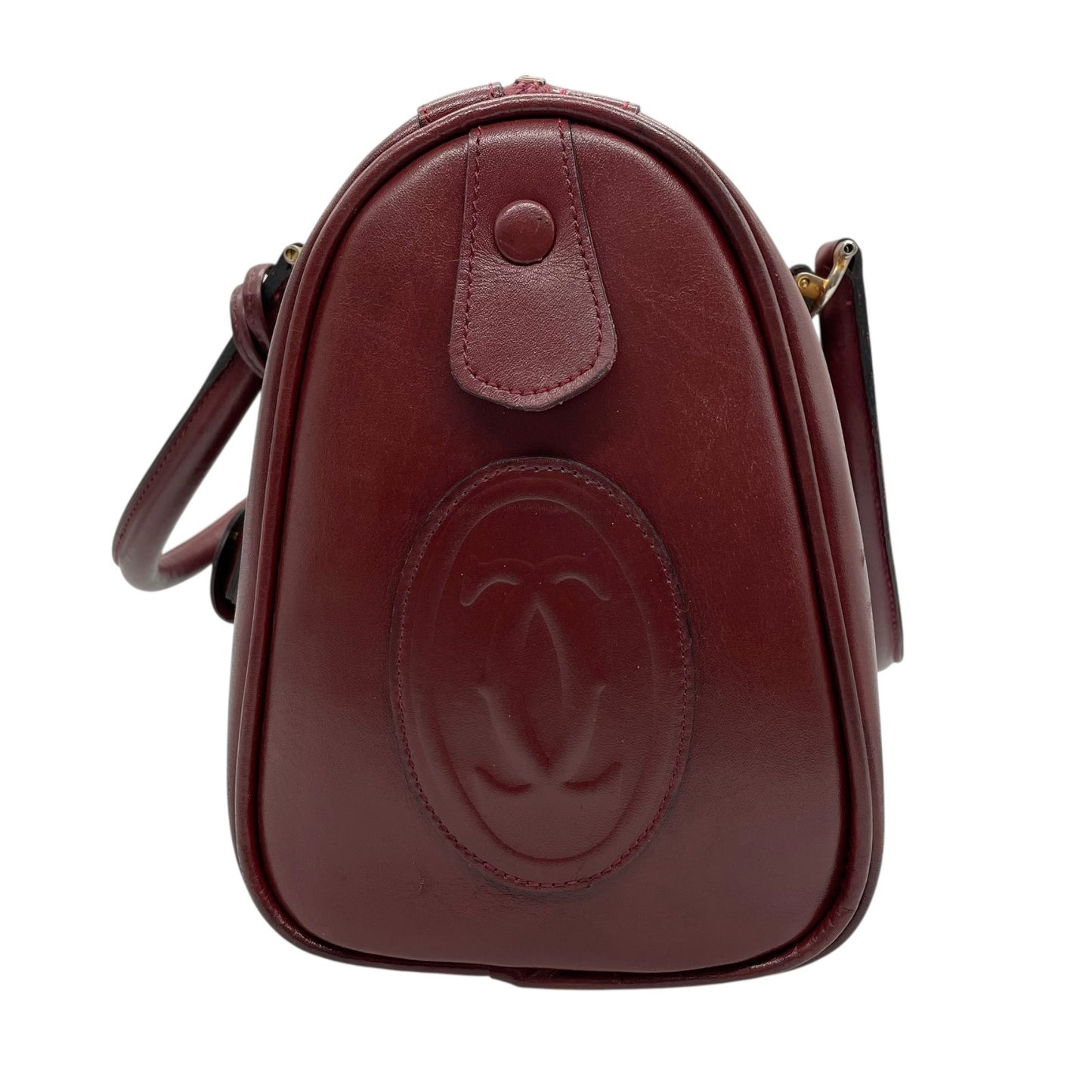 Cartier カルティエ マストライン ボストンバッグ レザー 赤 ボルドー ワインレッド ゴールド金具 パドロック クロシェット 2Cモチーフ メンズ レディース ヴィンテージ U1