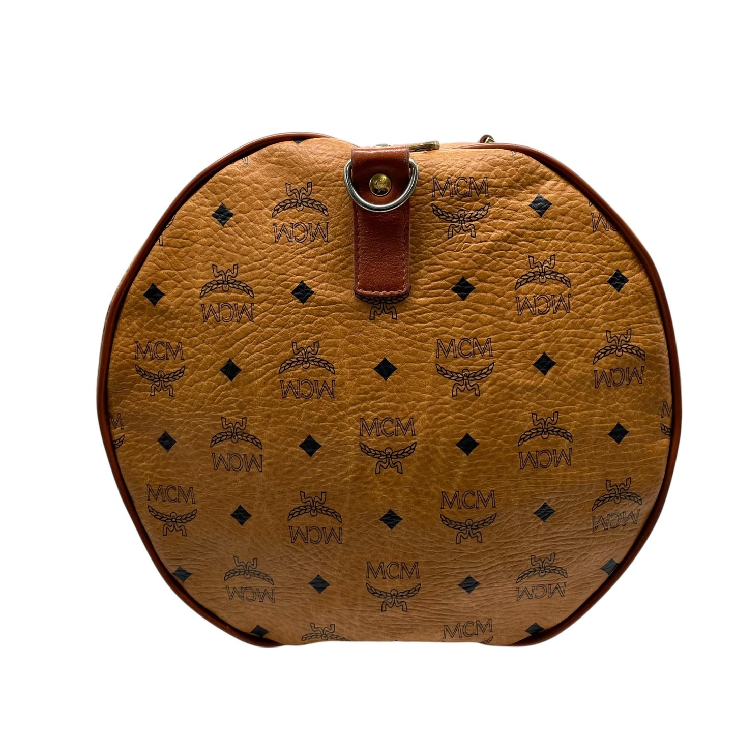 美品 MCM エムシーエム ヴィセトス ボストンバッグ 2WAY ショルダーバッグ 茶 ブラウン コニャック レザー ゴールド金具 手提げ 斜め掛け可 ロゴ レディース X