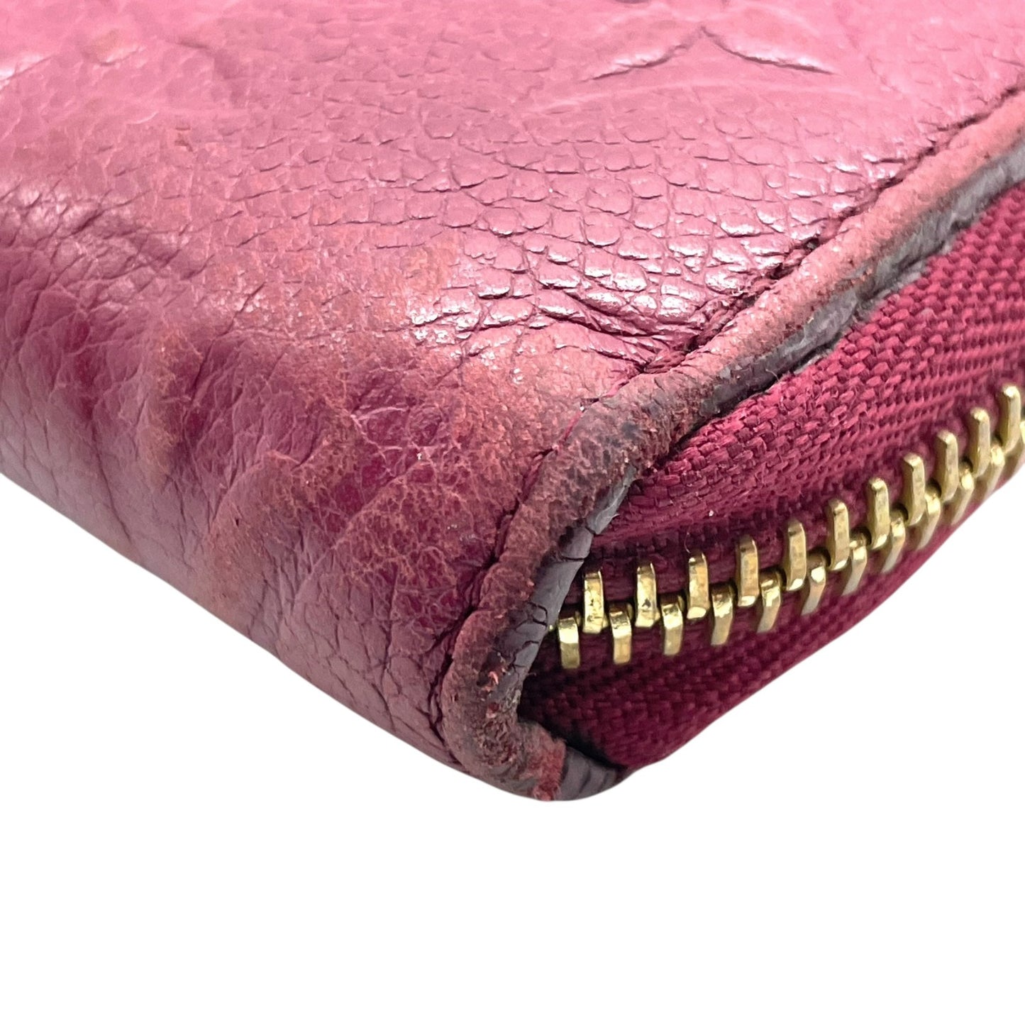 LOUIS VUITTON ルイヴィトン モノグラム アンプラント ジッピーウォレット M60549 レザー 赤紫 パープル系 レザン ラウンドファスナー ゴールド金具 レディース W3