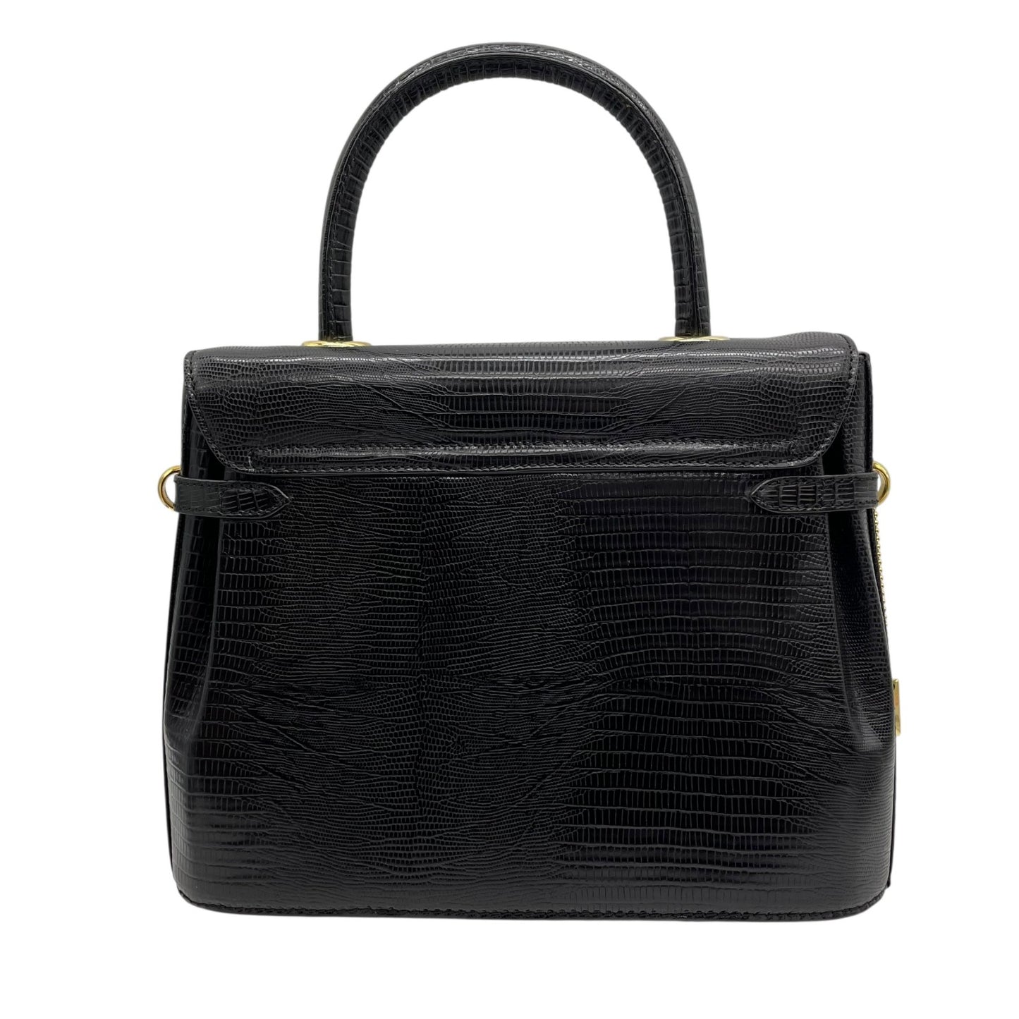 美品 BALLY バリー 2WAY ハンドバッグ ショルダーバッグ 黒 ブラック レザー 型押し ゴールド金具 トップハンドル フラップ開閉 斜め掛け可 レディース C4