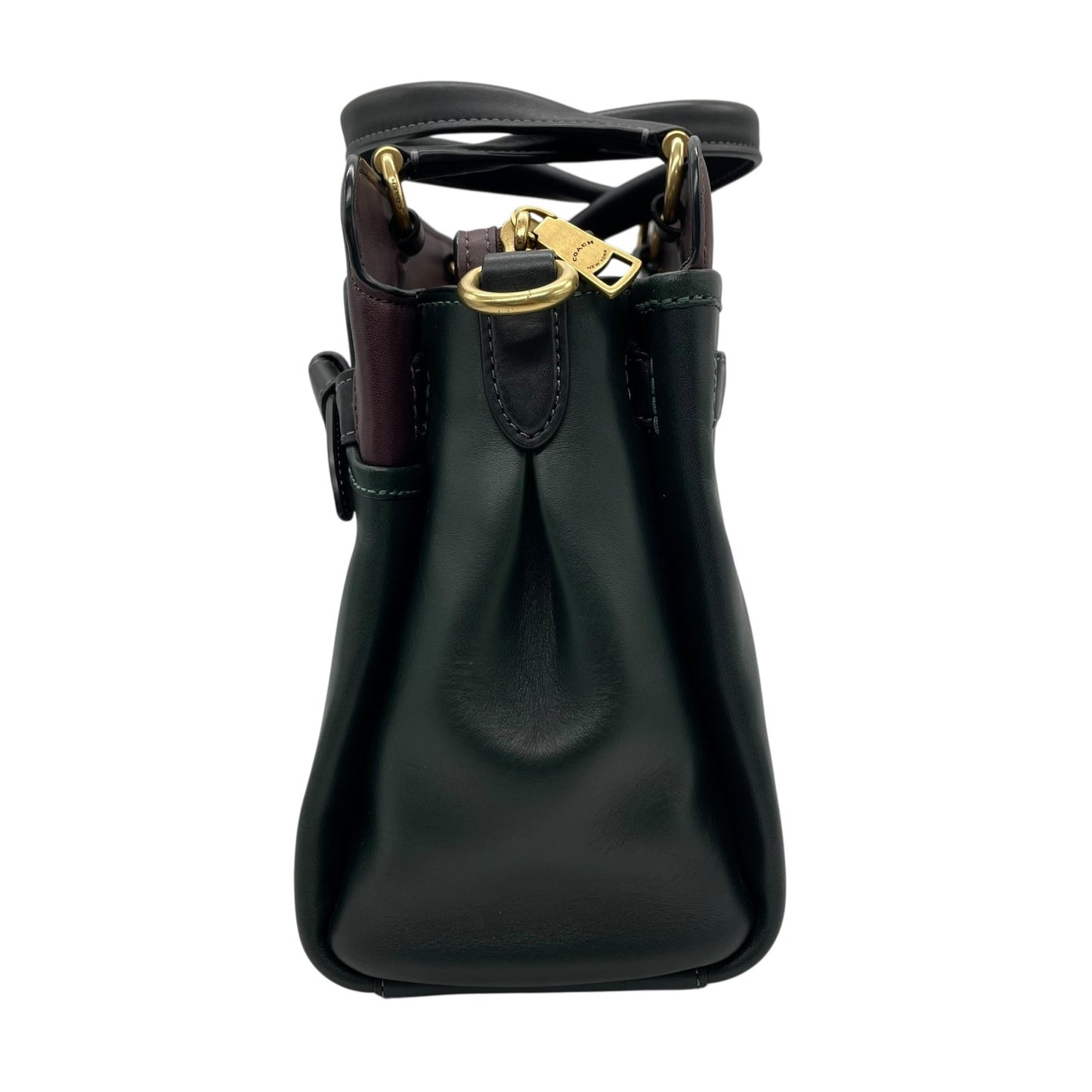 Authentic COACH Tate Carryall 2WAY Handbag Shoulder Bag Dark Green Black Leather Horse Logo