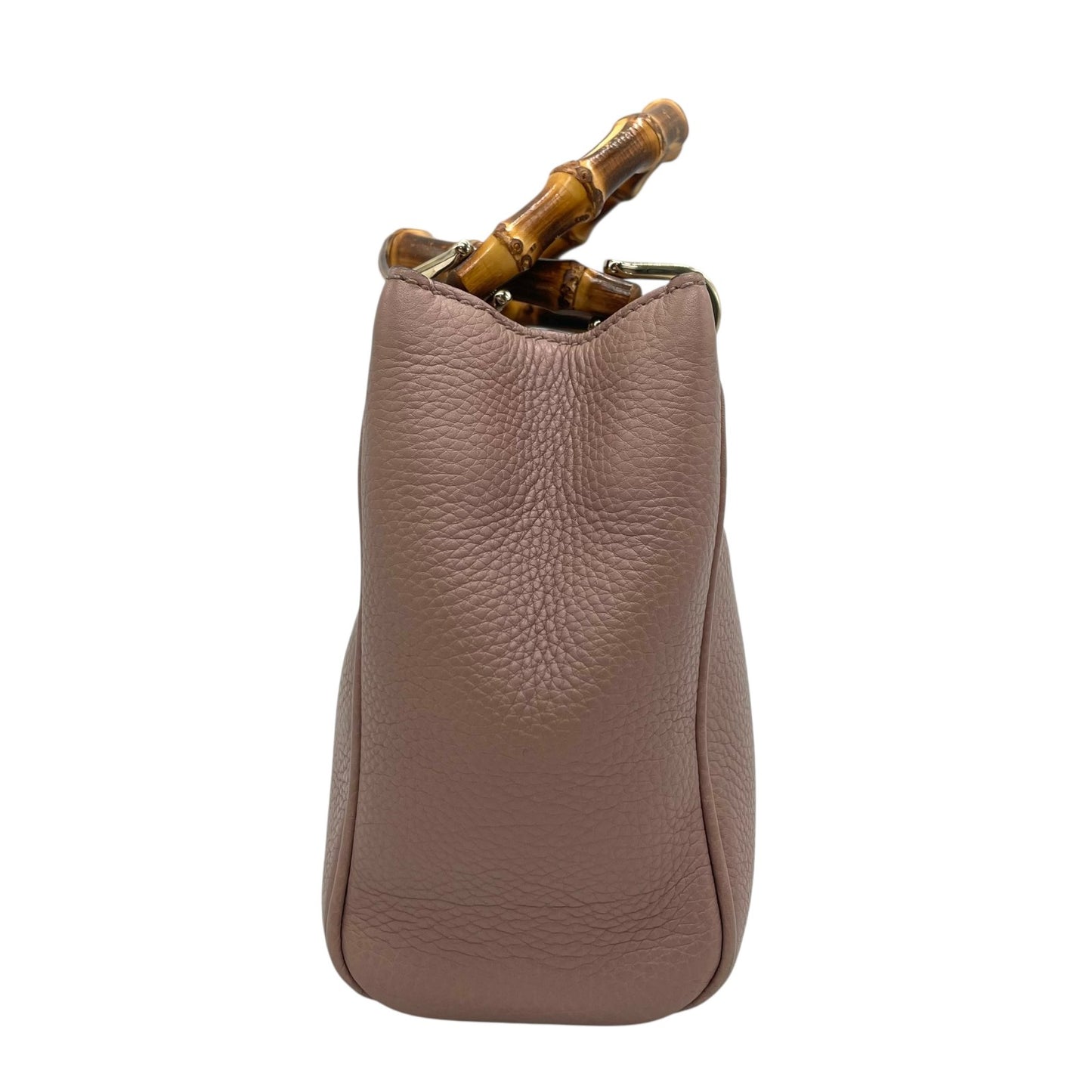 Authentic GUCCI Bamboo Mini Shopper 2WAY Pink Leather Gold Logo Shoulder Handbag