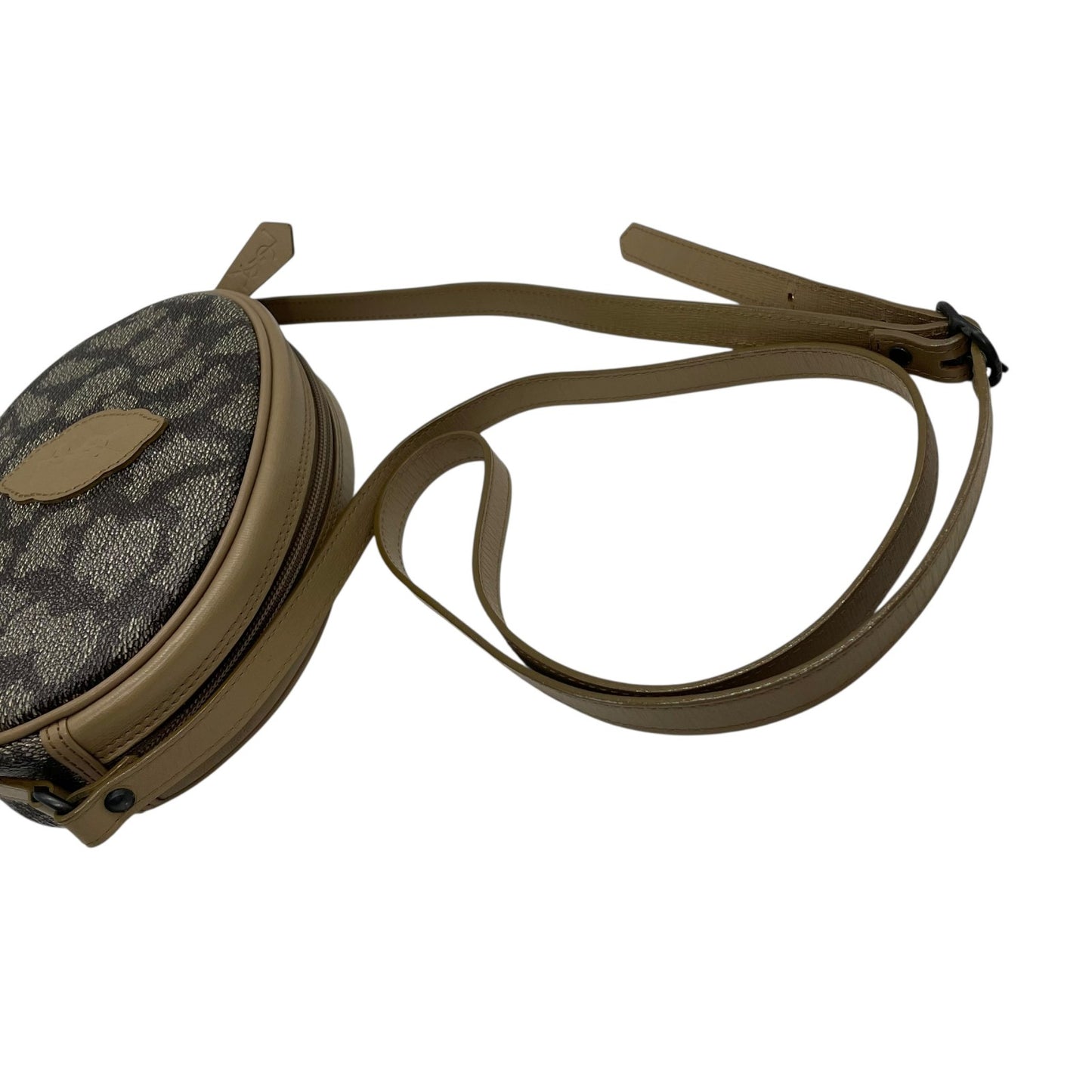 Authentic YVES SAINT LAURENT Giraffe Pattern Camera Bag Shoulder Gray Brown Vintage Women