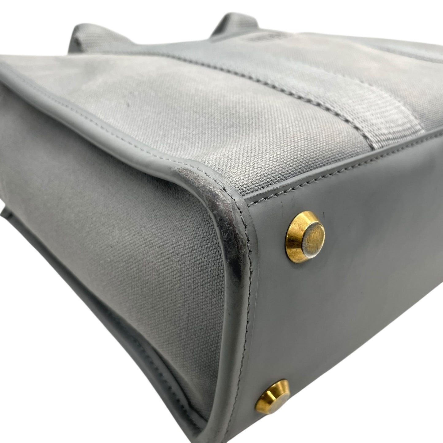 BALENCIAGA バレンシアガ ハードウェア スモール トートバッグ 2way ショルダーバッグ グレー キャンバス レザー ゴールド金具 ロゴ 671402 斜め掛け可 レディース B