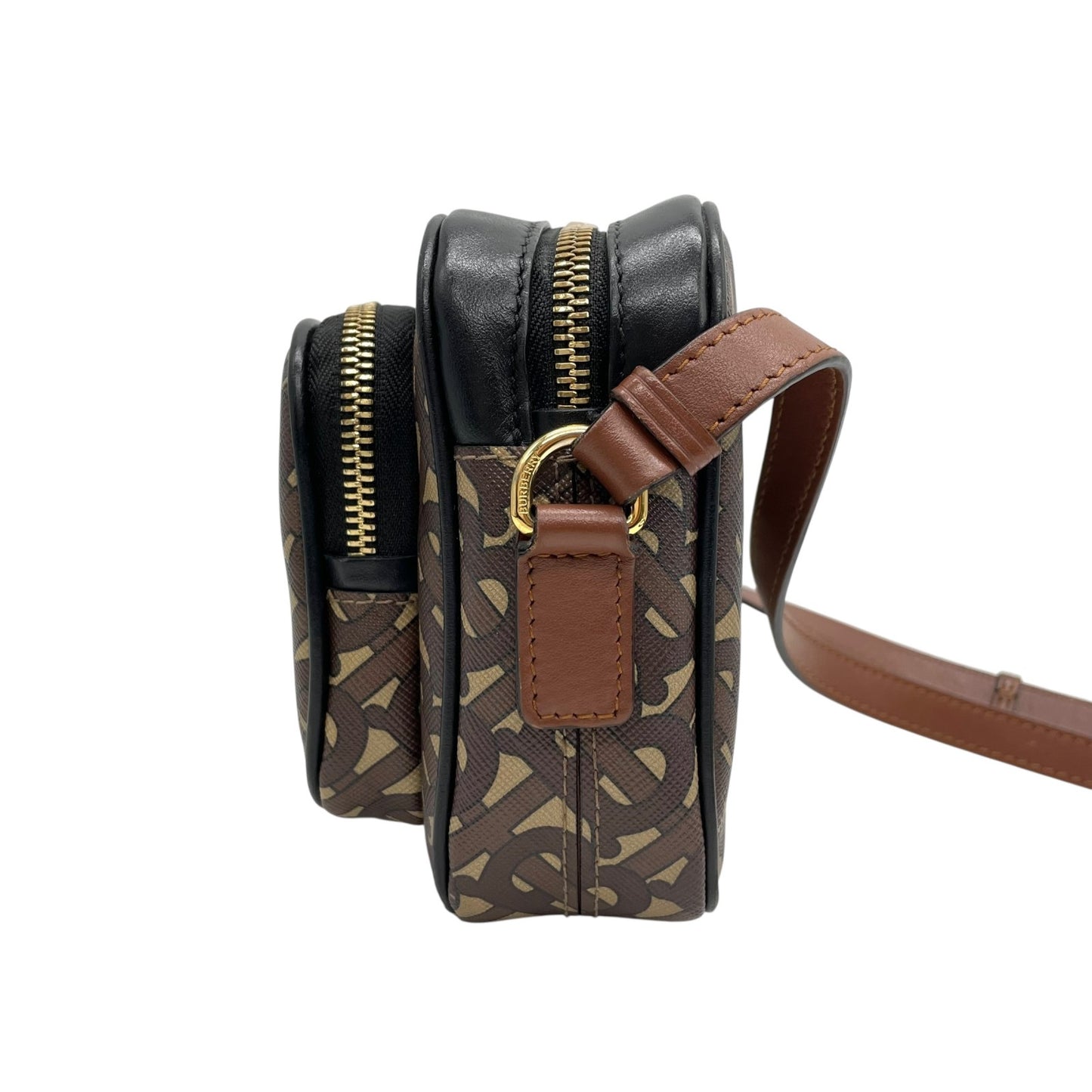 Authentic BURBERRY Monogram Stripe PVC Leather Shoulder Bag Brown Multi