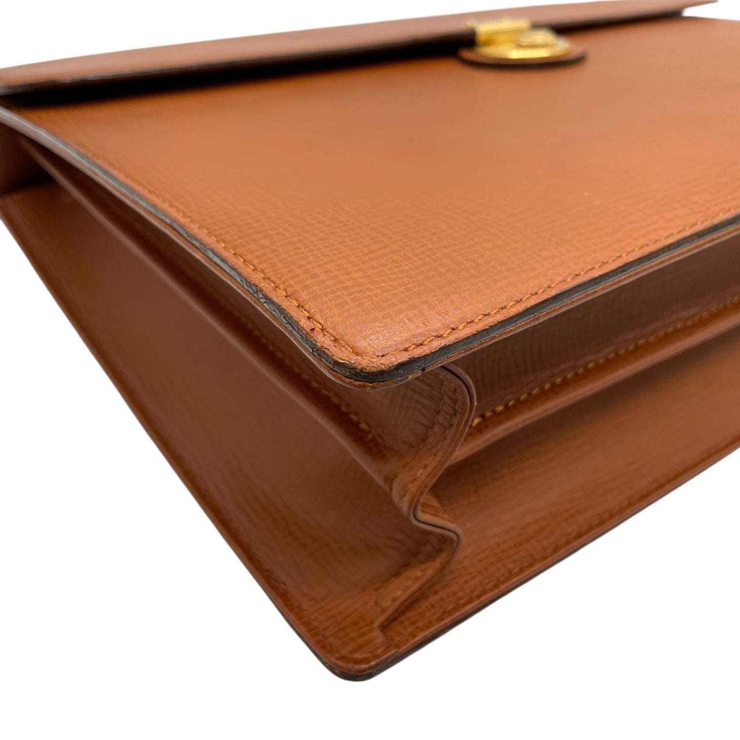 Authentic BURBERRY Leather Briefcase Business Bag Brown Gold Hardware