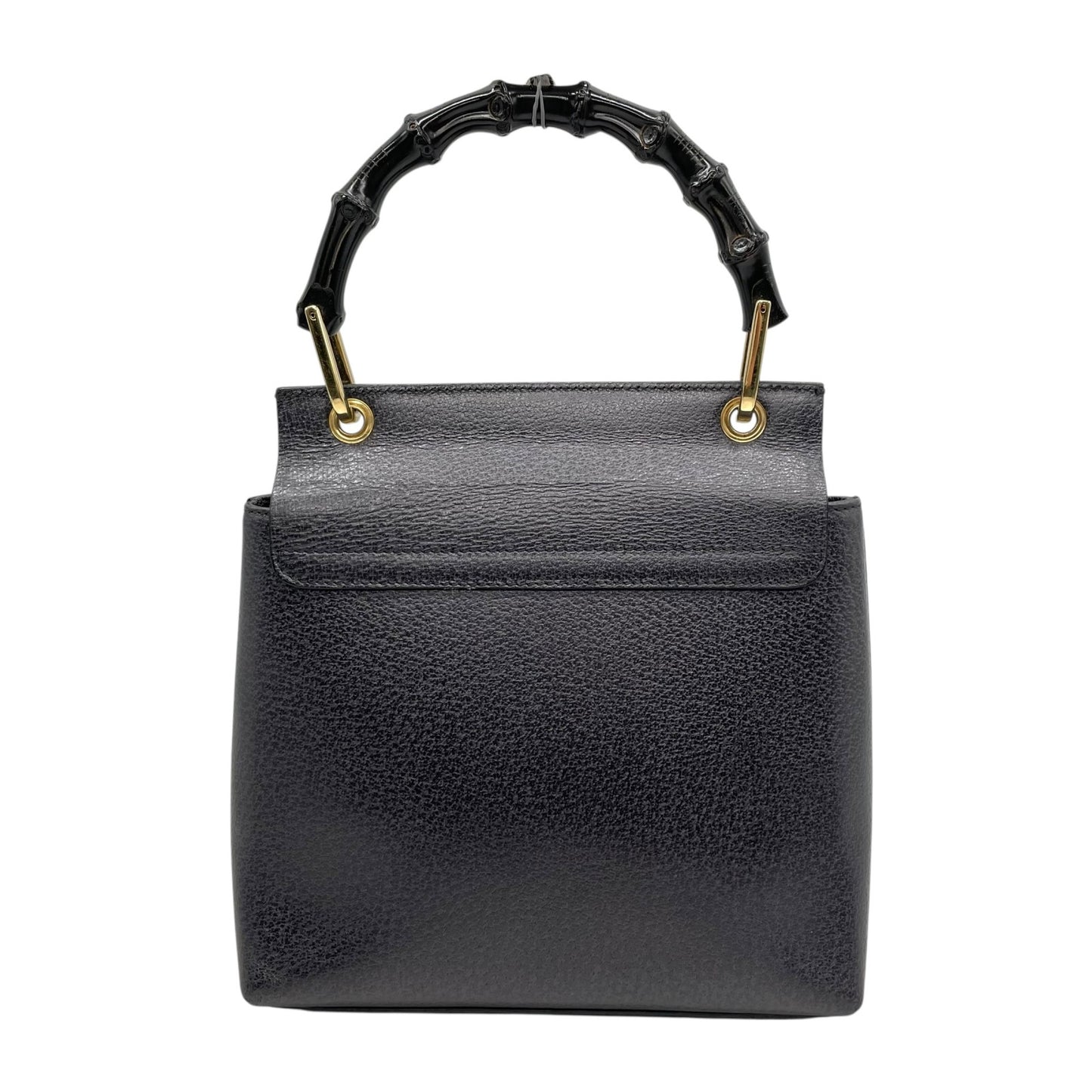 美品 GUCCI グッチ ハンドバッグ バンブー 黒×ネイビー 自立 ゴールド金具 ヴィンテージ オールド金具 フォーマルバッグ D2