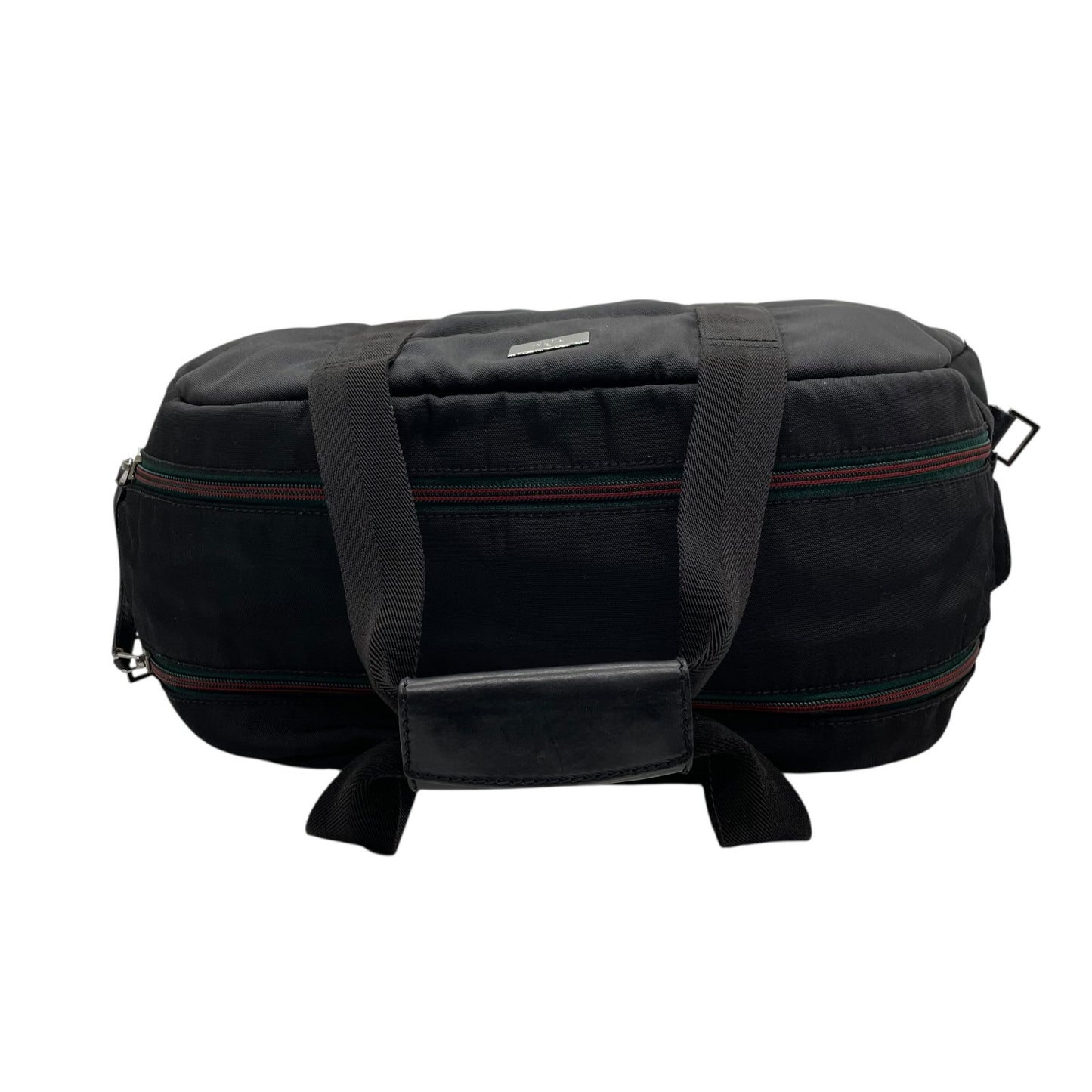 極美品 GUCCI グッチ ボストンバッグ 2WAY ハンドバッグ ブラック 黒 ナイロン 肩掛け 斜め掛け クロスボディ シルバー金具 メンズ レディース ユニセックス トラベルバッグ 大容量 Z4