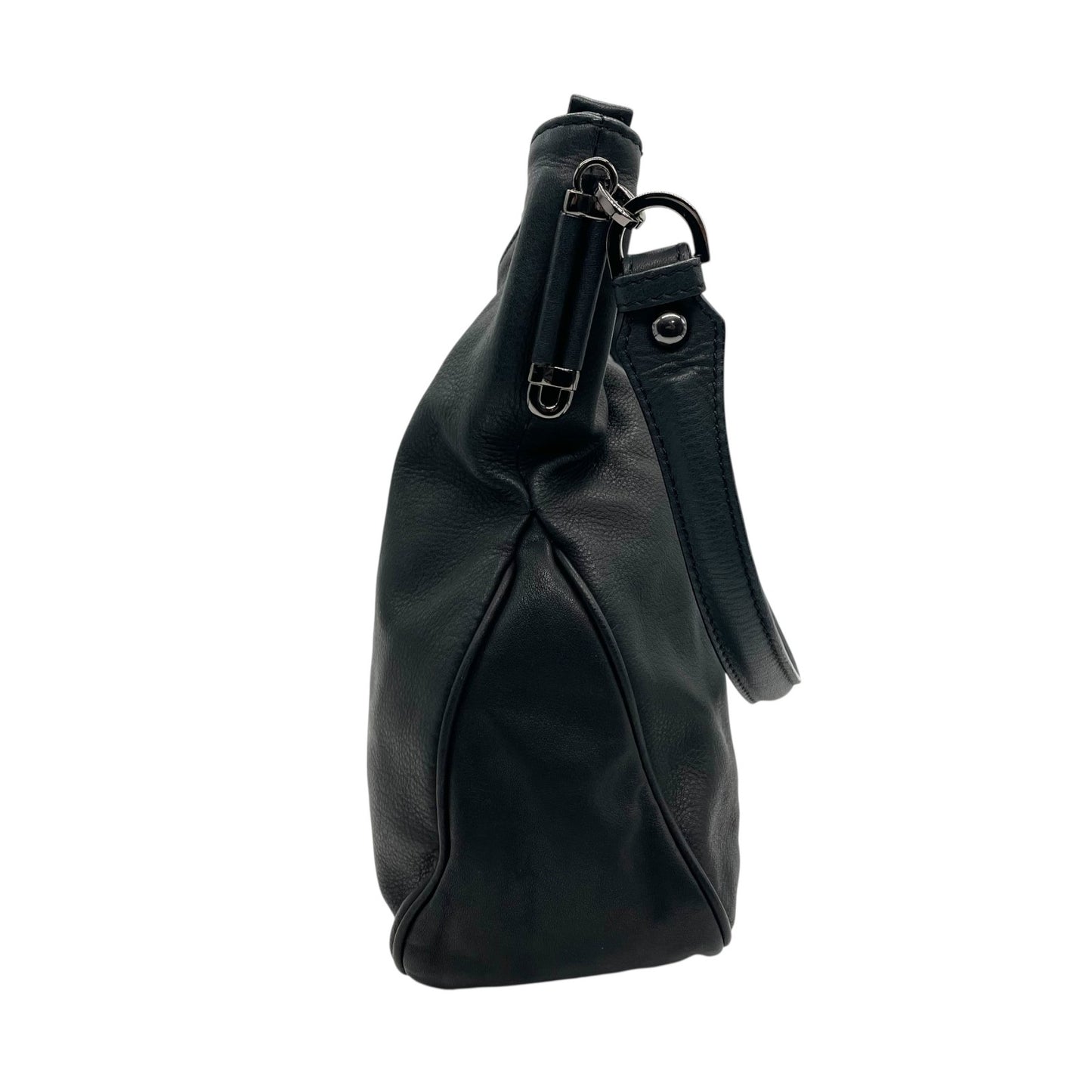 極美品 ARMANI COLLEZIONI アルマーニ コレッツォーニ レザー ワンショルダー ショルダーバッグ ブラック 本革 シルバー金具 ユニセックス メンズ レディース A1