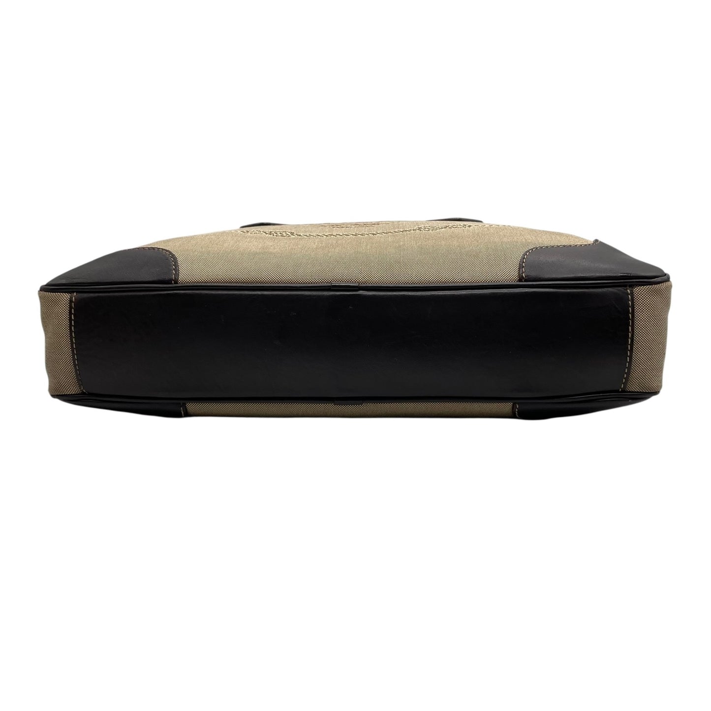 PRADA プラダ ジャガードロゴ 2WAY ビジネスバッグ ショルダーバッグ キャンバス レザー ベージュ ブラウン 南京錠 メンズ レディース Z4