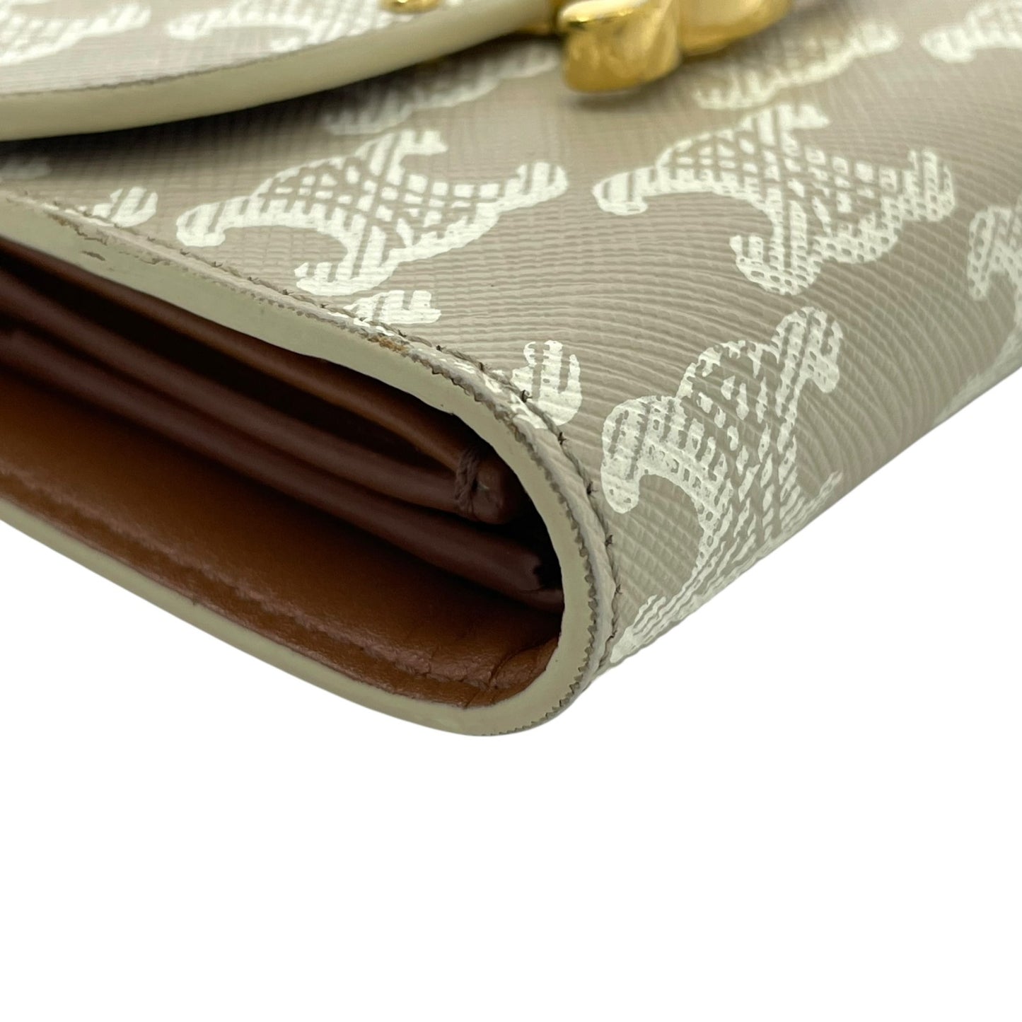 CELINE セリーヌ 三つ折り財布 トリオンフキャンバス PVC スモール コンパクトウォレット ベージュ ホワイト 10D78 レディース メンズ ユニセックス M5