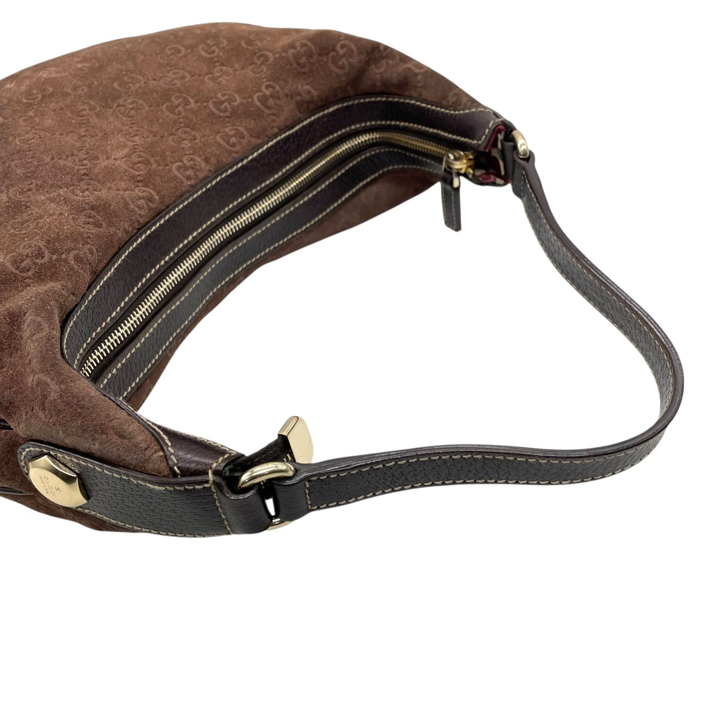 希少 GUCCI グッチ ワンショルダー ショルダーバッグ GG柄 スエード×レザー ブラウン 茶色 エンボス Y2K 153010 肩掛け B3