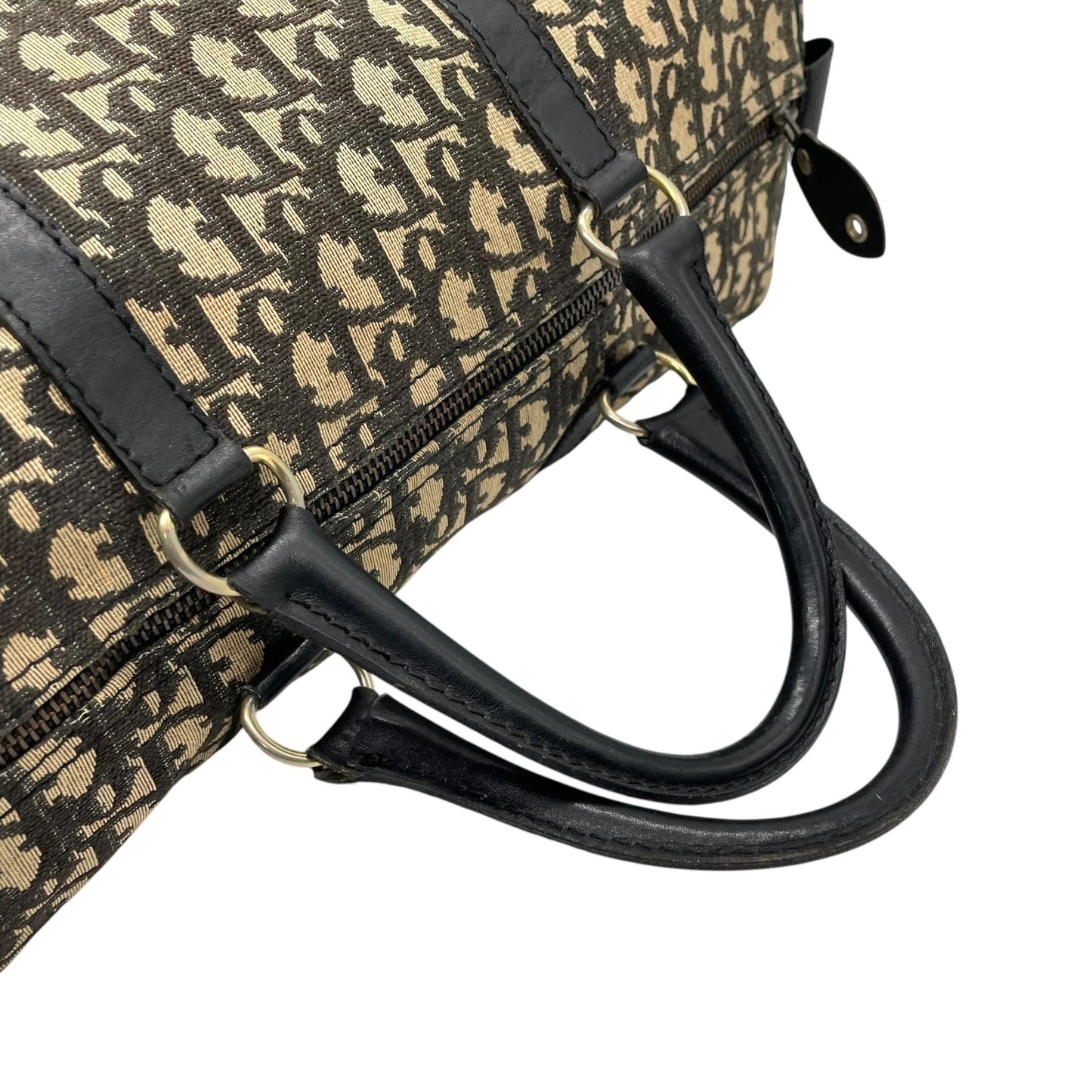 Christian Dior クリスチャンディオール Dior トロッター ボストンバッグ 旅行バッグ キャンバス×レザー ロゴ総柄 大容量 ヴィンテージ ハンドバッグ ネイビー C8